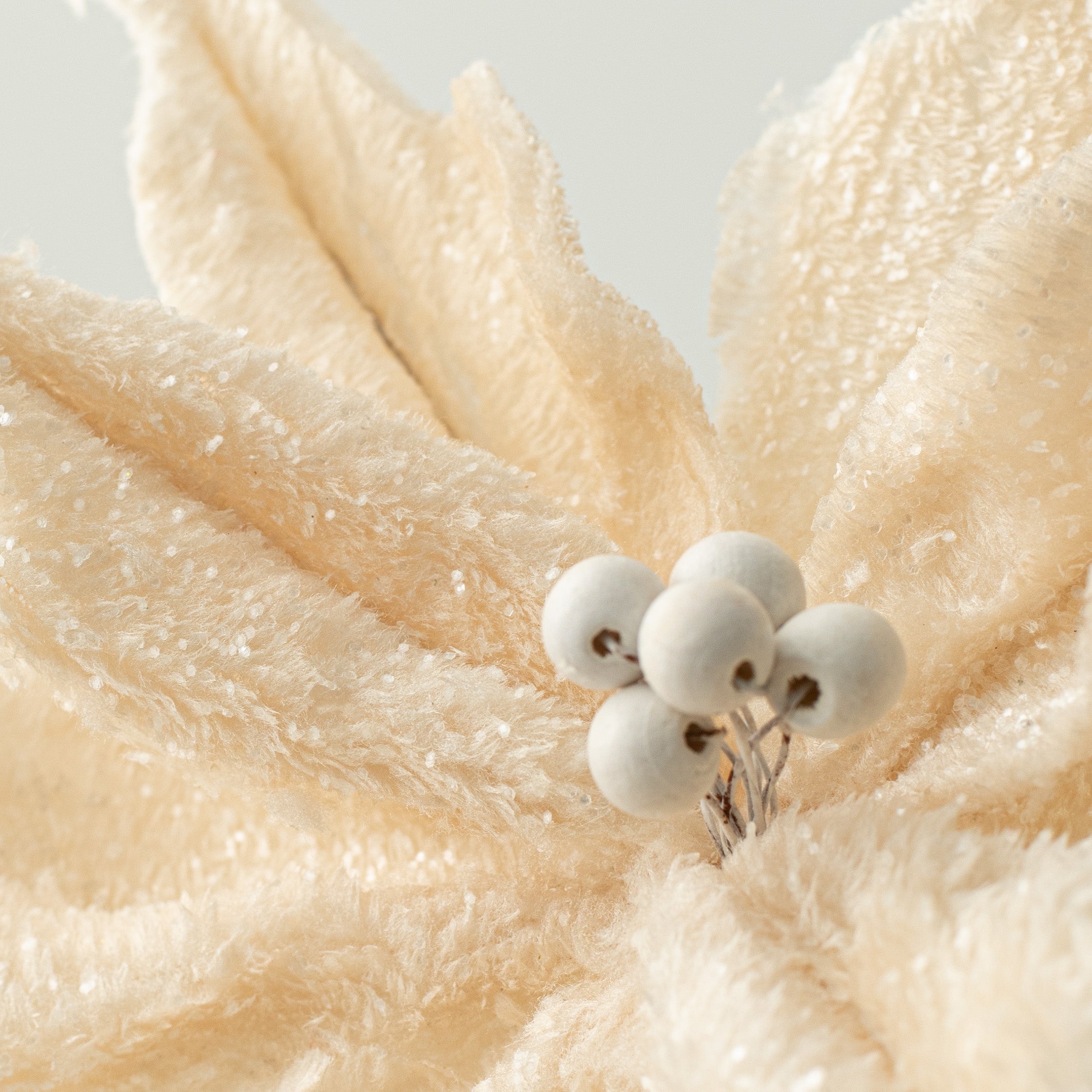 28" Faux Fur Poinsettia Pick: Ivory Lifestyle Photo