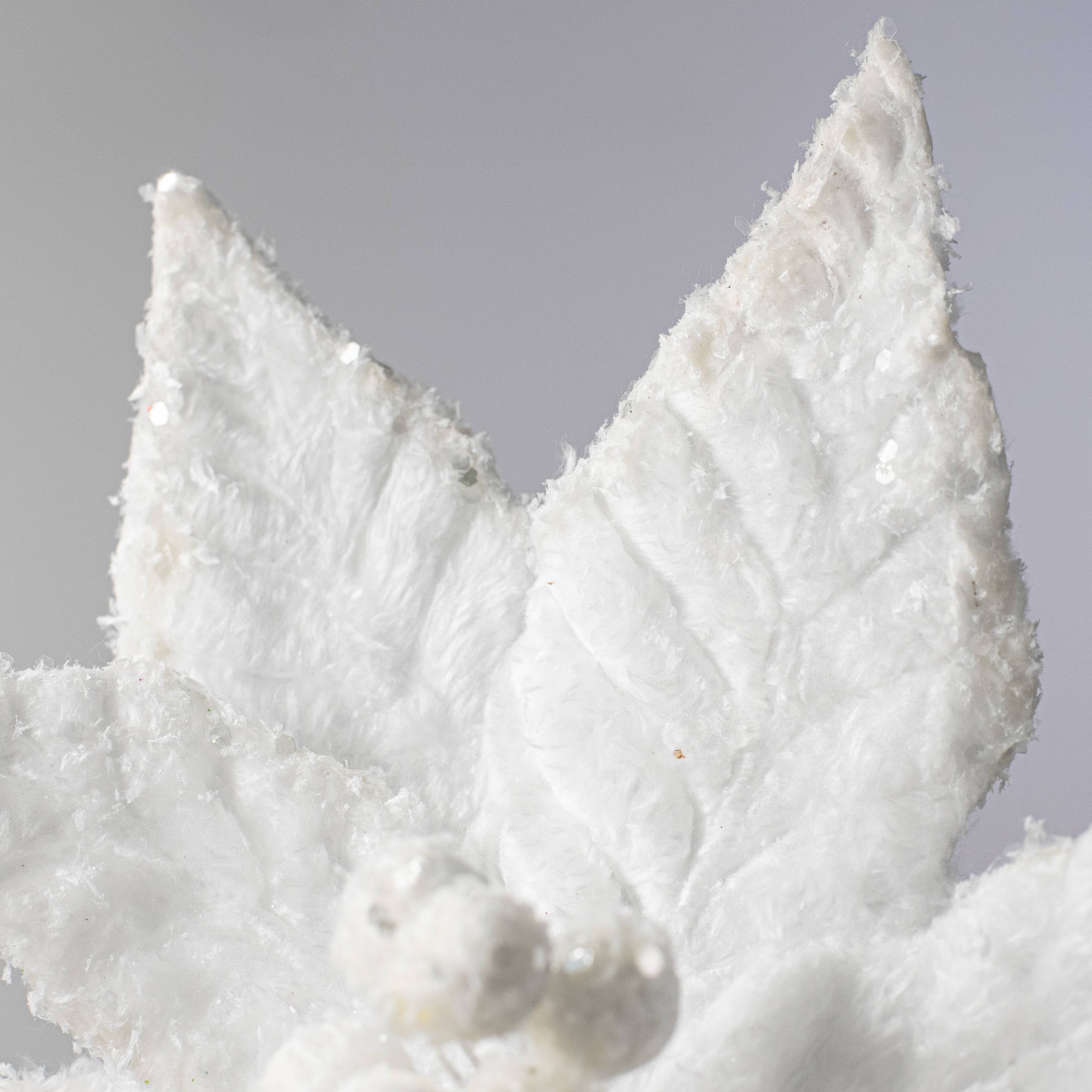 20" Faux Fur Poinsettia Pick: White Lifestyle Photo