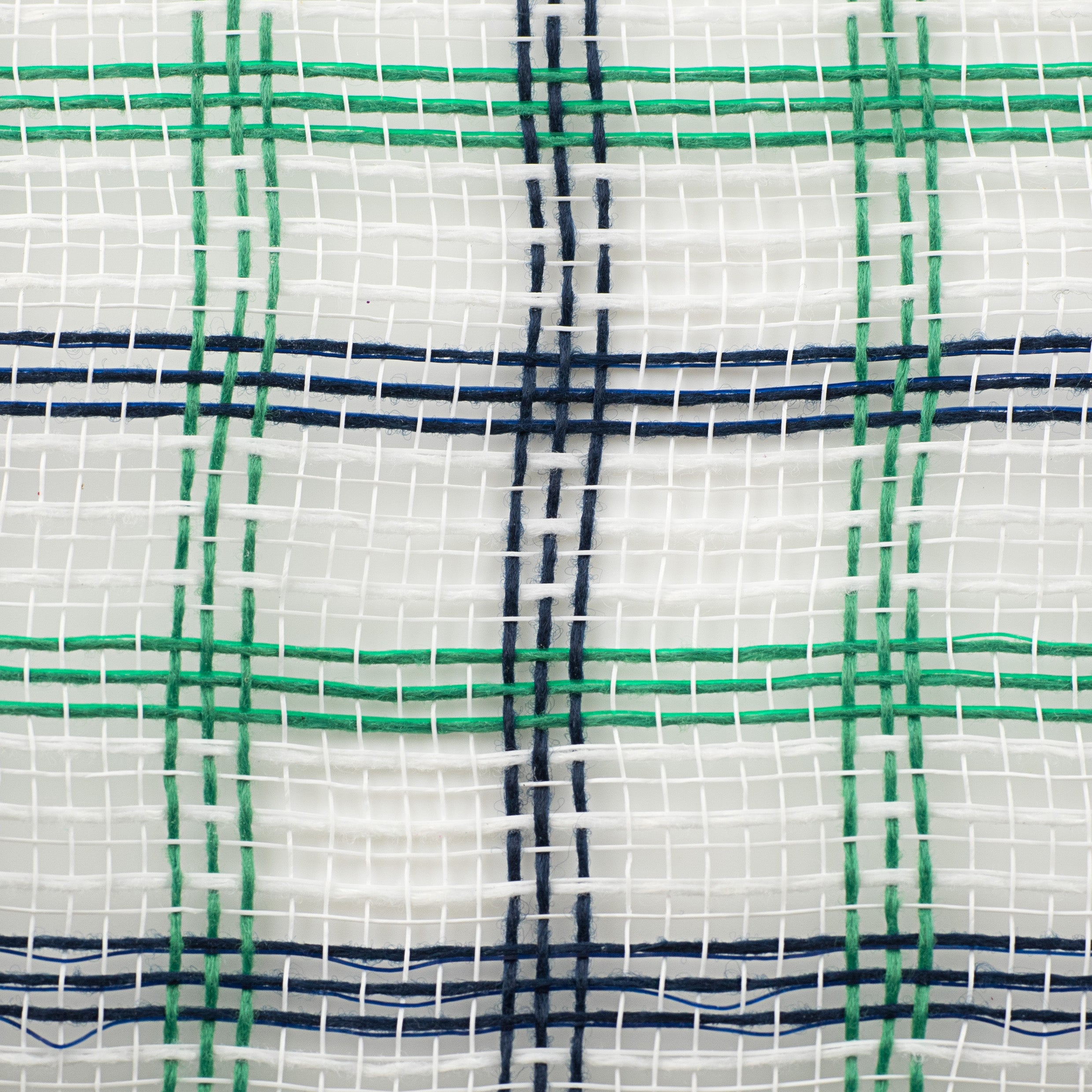 10" Faux Jute Check Mesh: White, Emerald, Navy detail photo 3