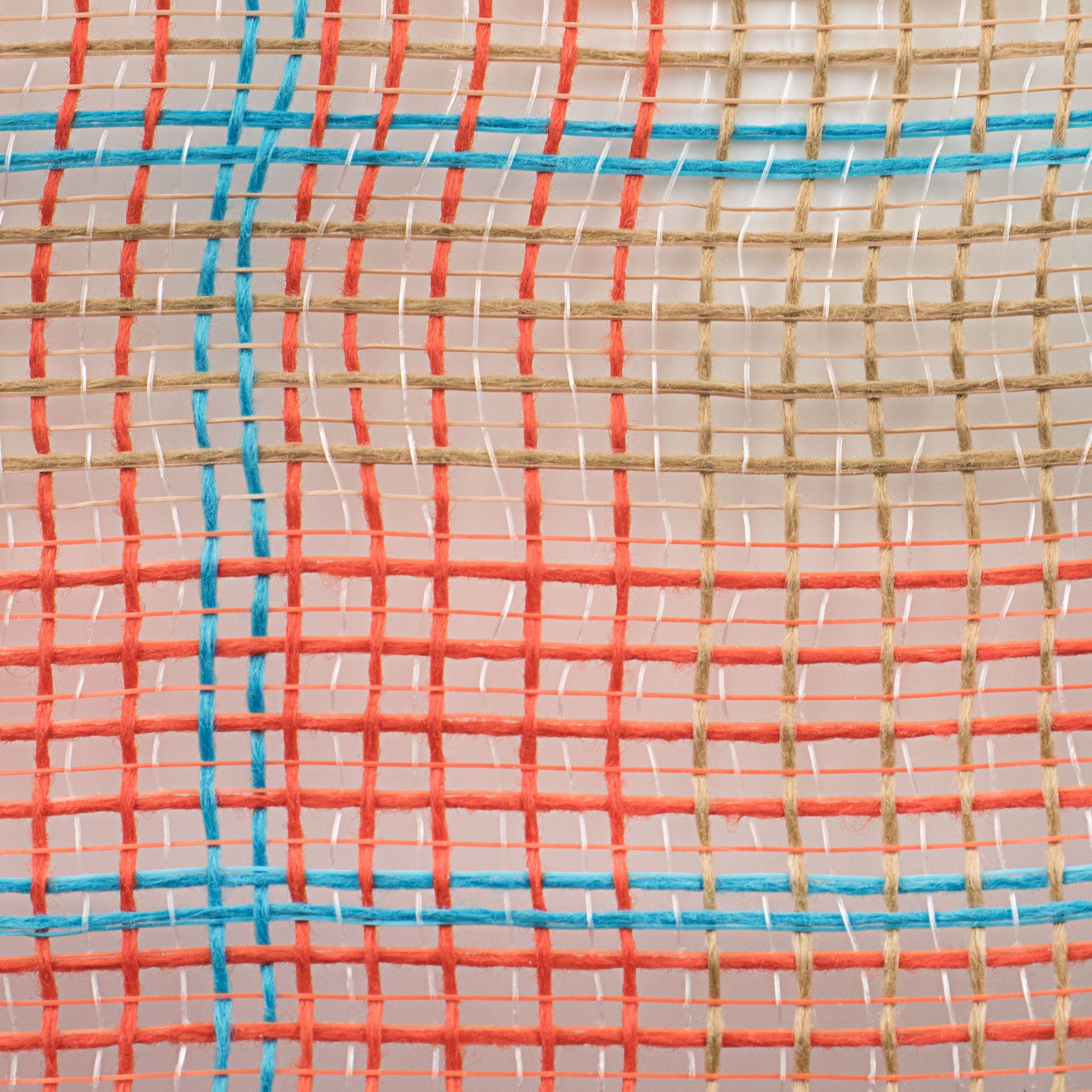 10" Faux Jute & Large Plaid Mesh: Orange, Natural, Turquoise detail photo 3