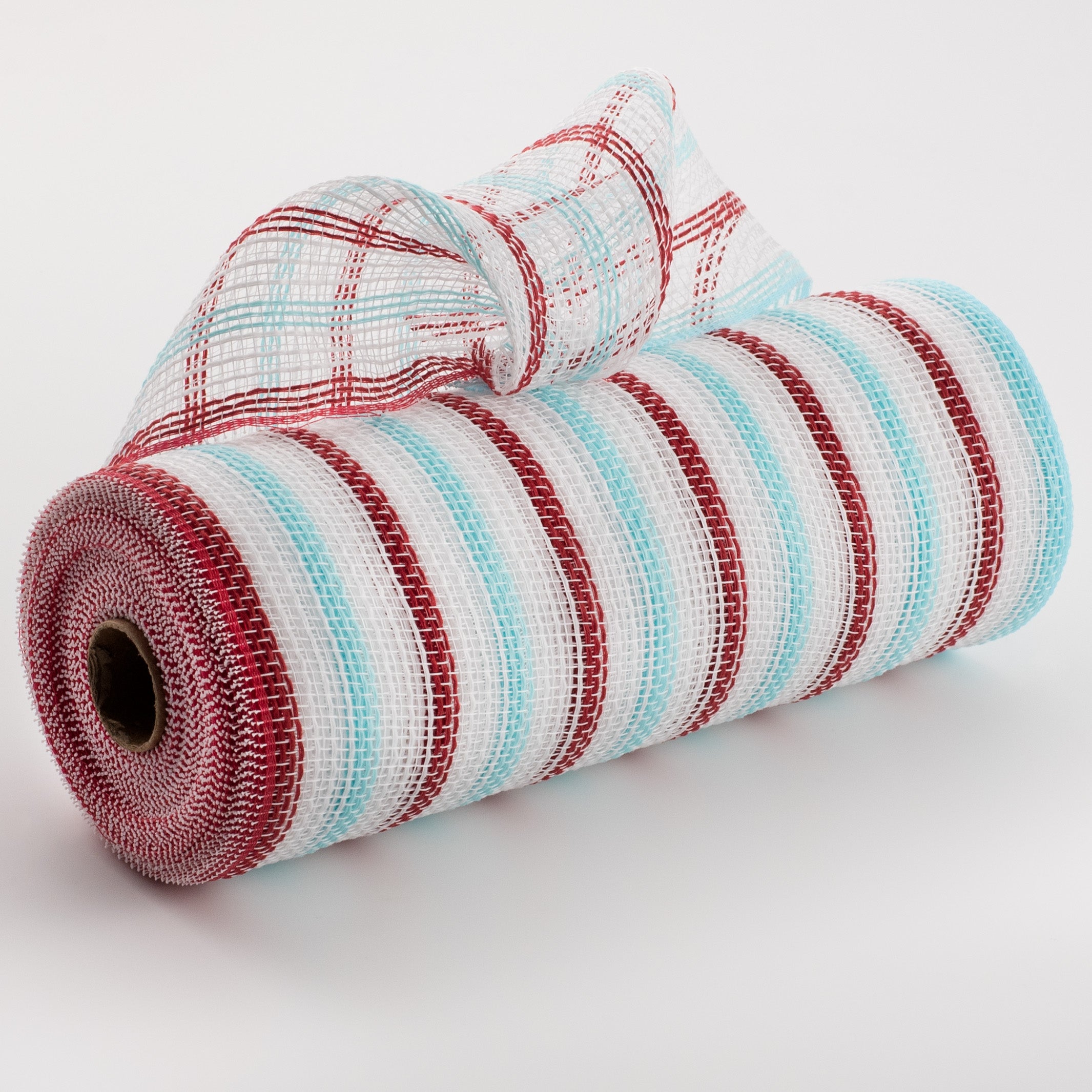10" Faux Jute Stripe Mesh: White, Red, Ice Blue Item Number: RY8338R6