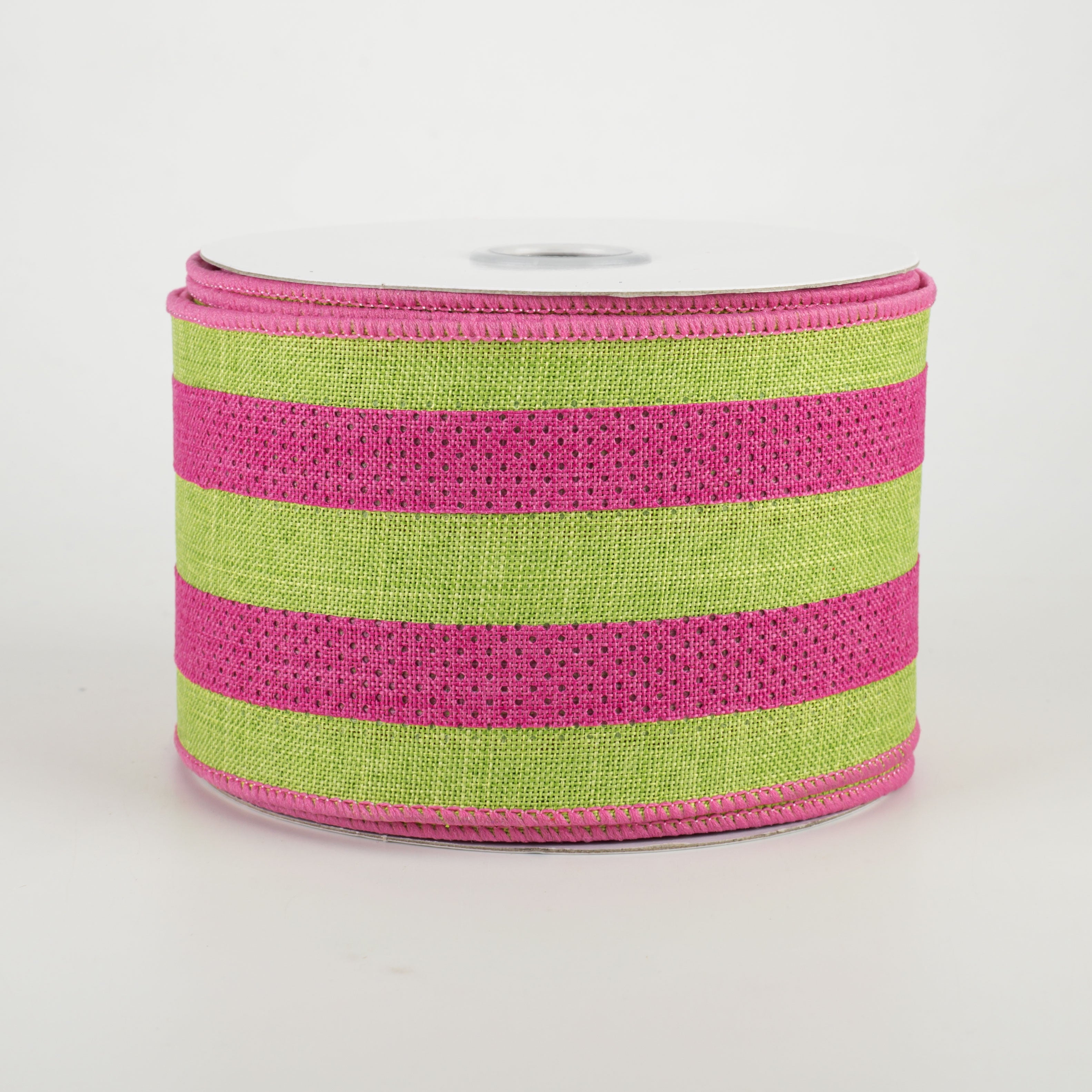 2.5" Faux Jute Double Stripes Ribbon: Hot Pink & Apple (10 Yards) Item Number: SP647-4-103