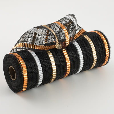 10" Faux Jute XL Wide Foil Mesh: Black, Orange, Gold, White Item Number: RY8036FC