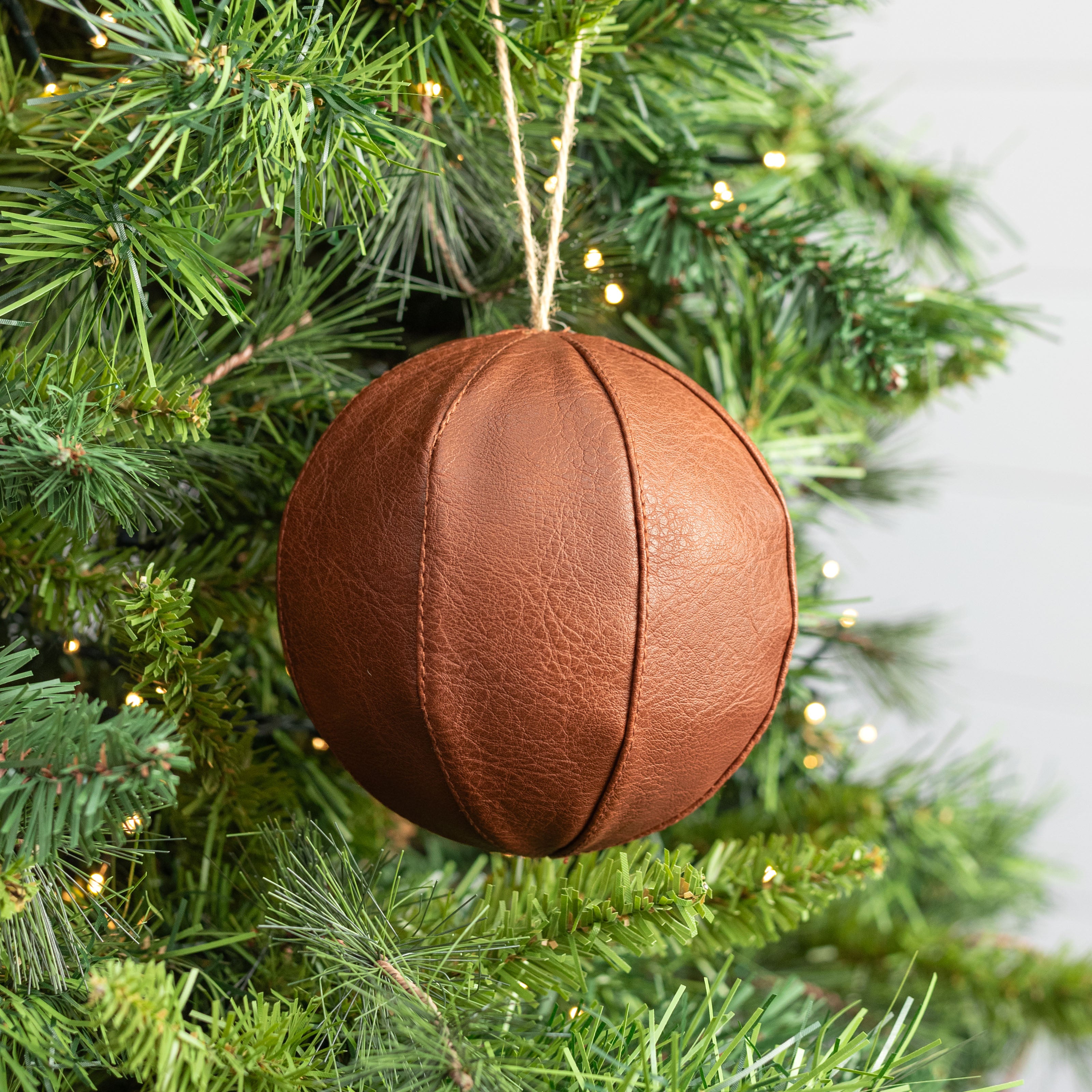4.75" Faux Leather Ball Ornament Lifestyle Photo