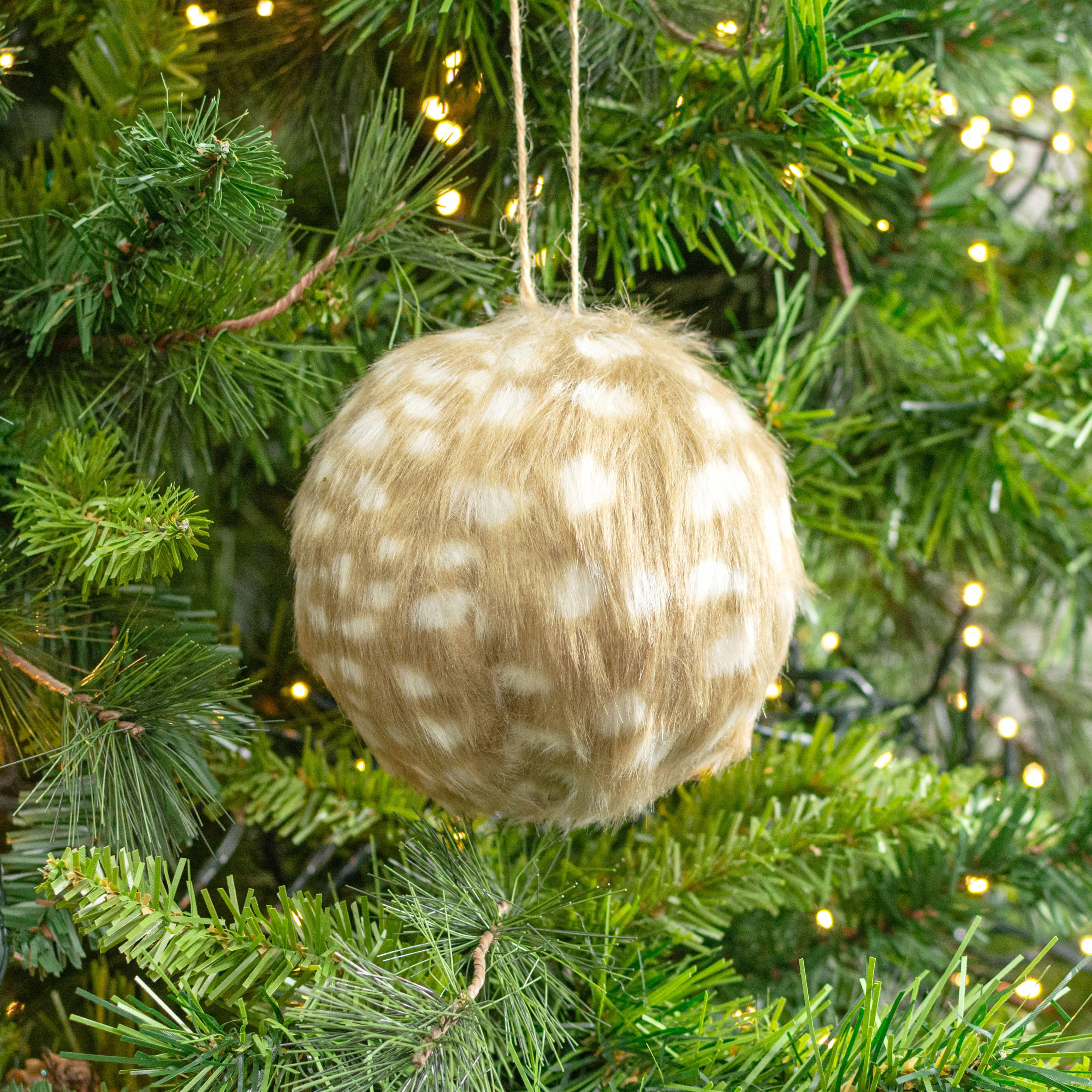 4" Faux Spotted Deer Fur Ornament Lifestyle Photo