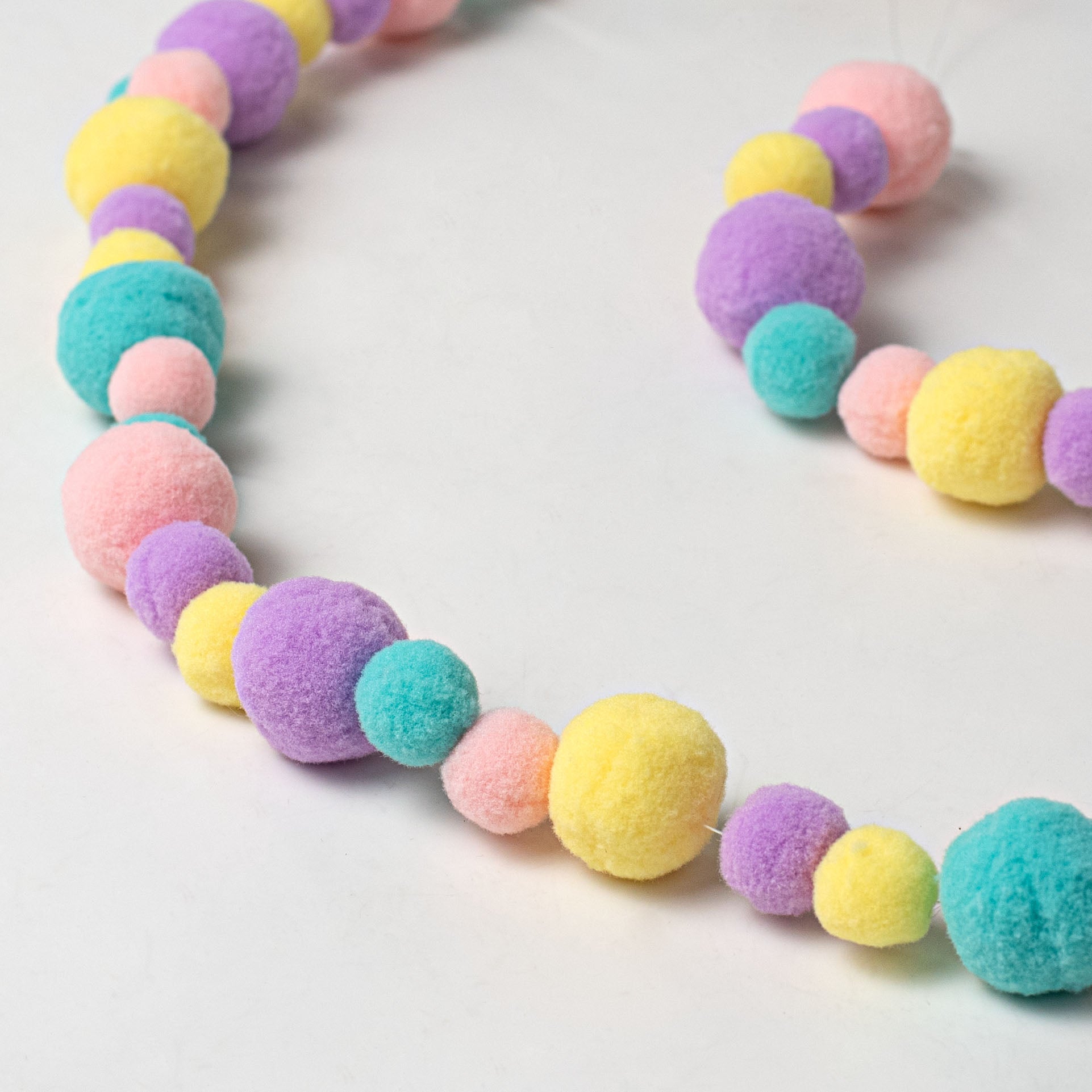4' Felt Ball Garland: Pastel detail photo 3