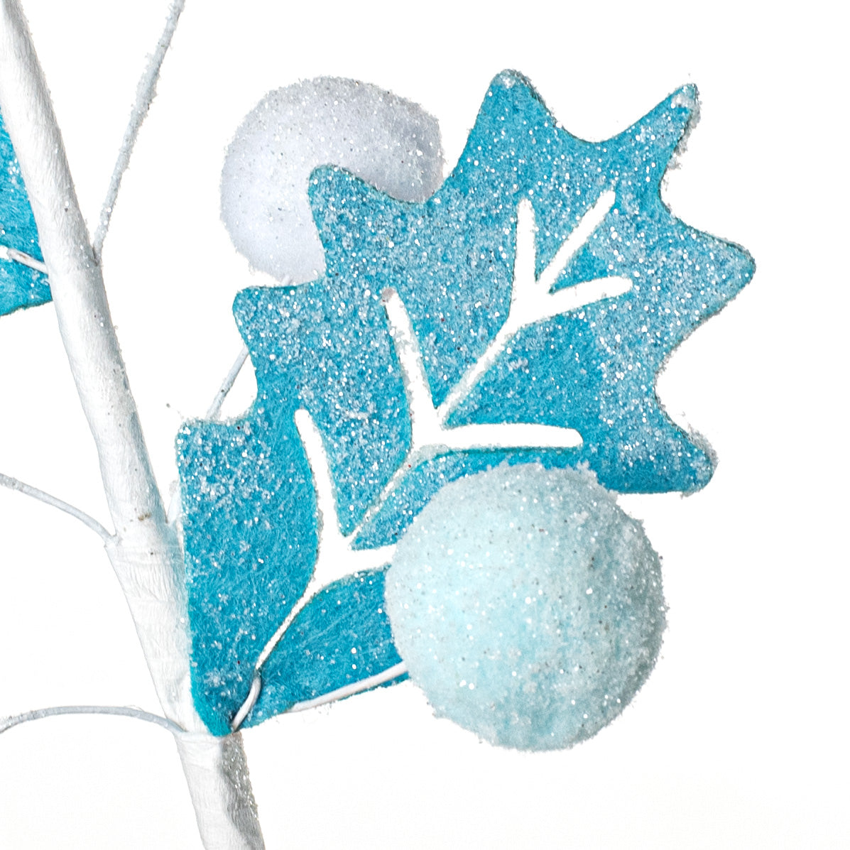 16" Felt Ball Leaves Pick: Blue & White Lifestyle Photo
