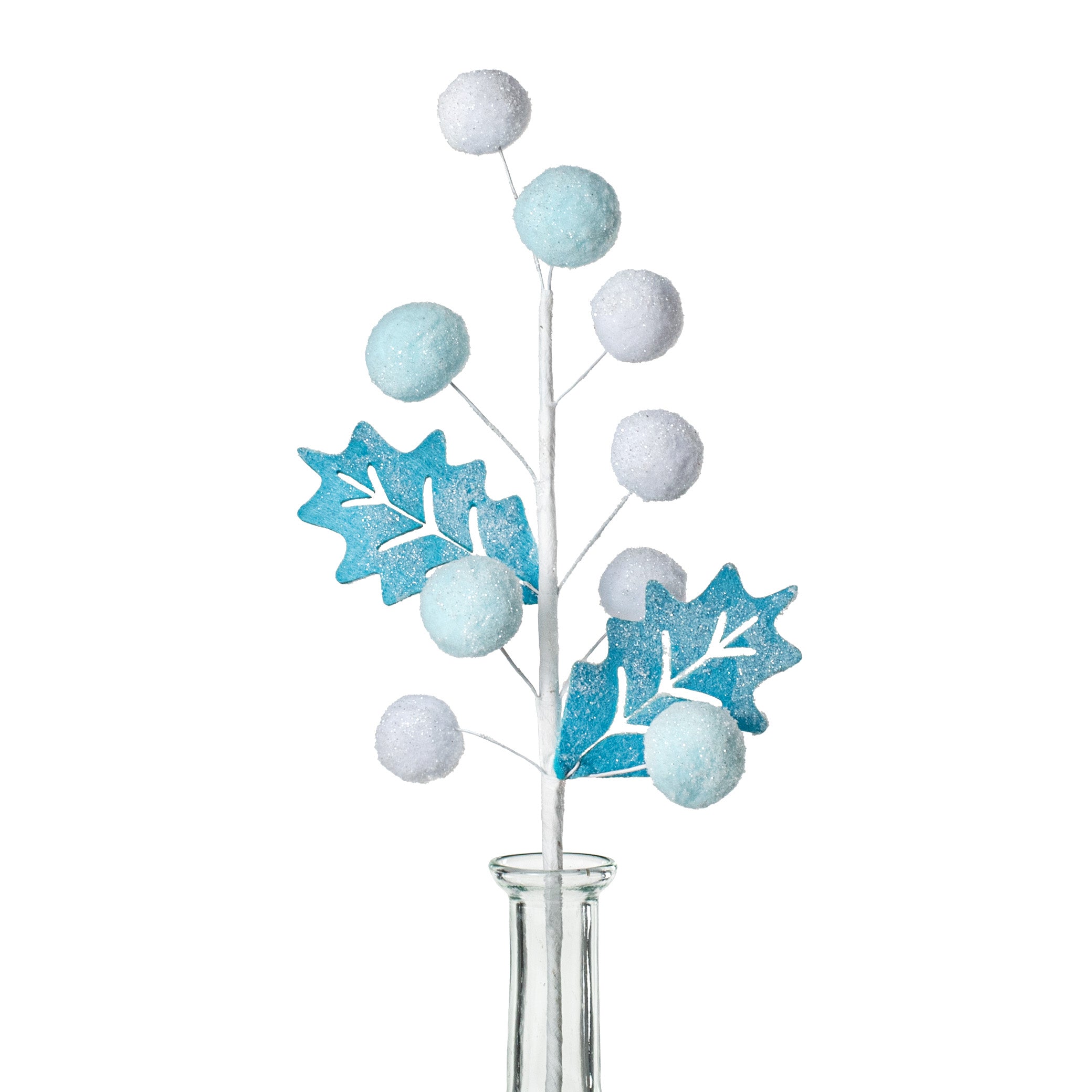 16" Felt Ball Leaves Pick: Blue & White Item Number: 85499BLWT
