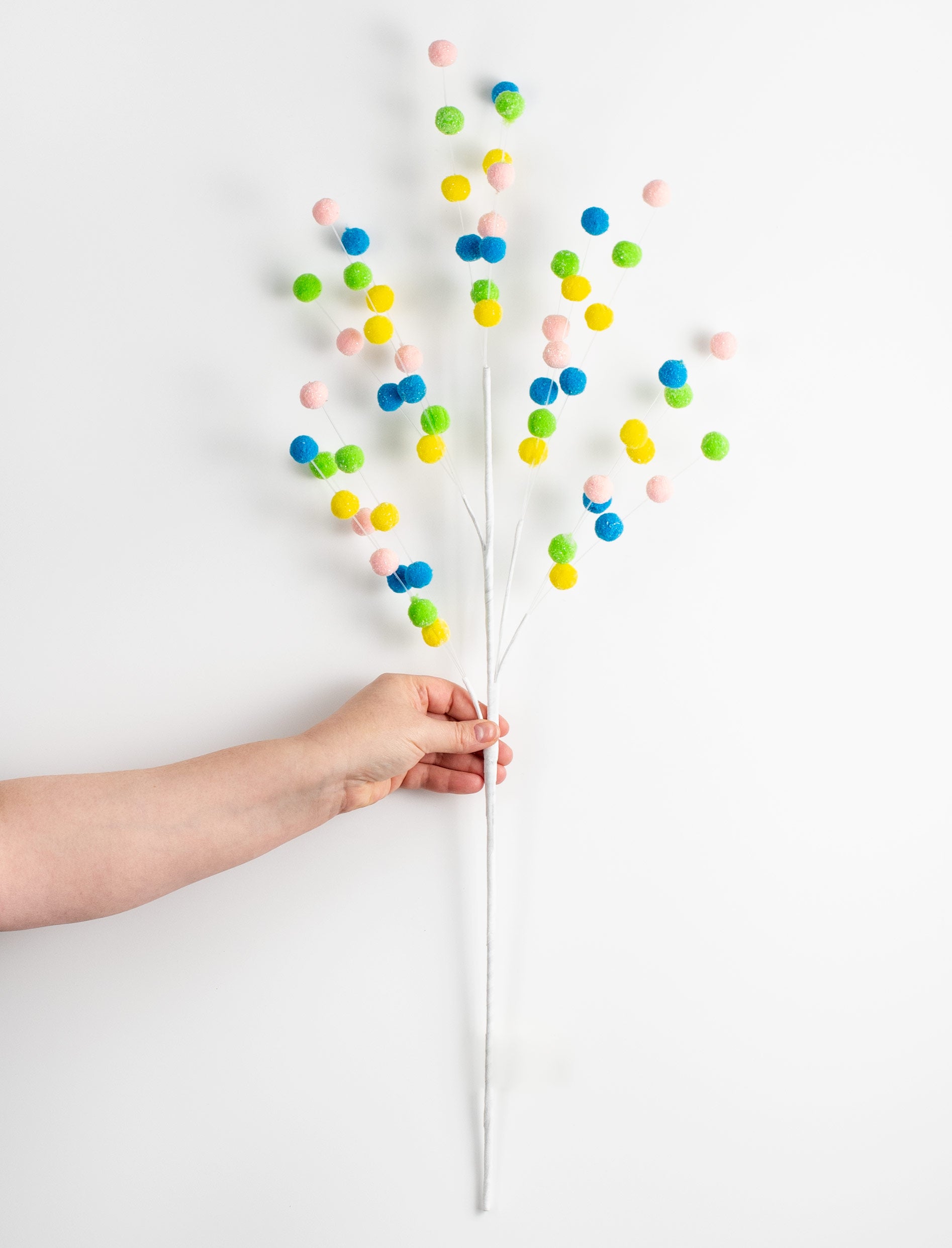 30" Felt Ball Spray: Blue, Green, Yellow, Light Pink detail photo 3
