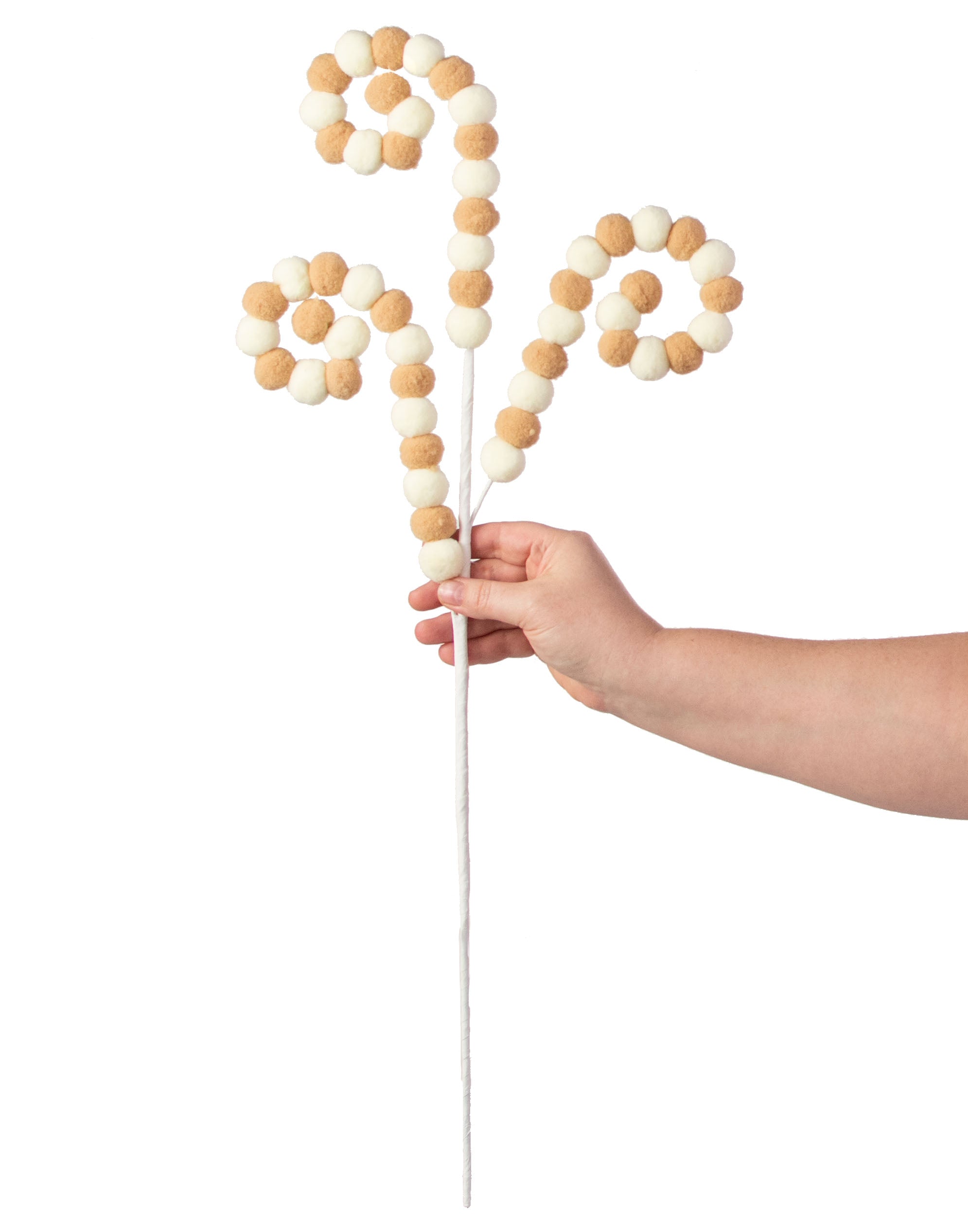 28" Felt Ball Spray: Cream & Brown detail photo 3