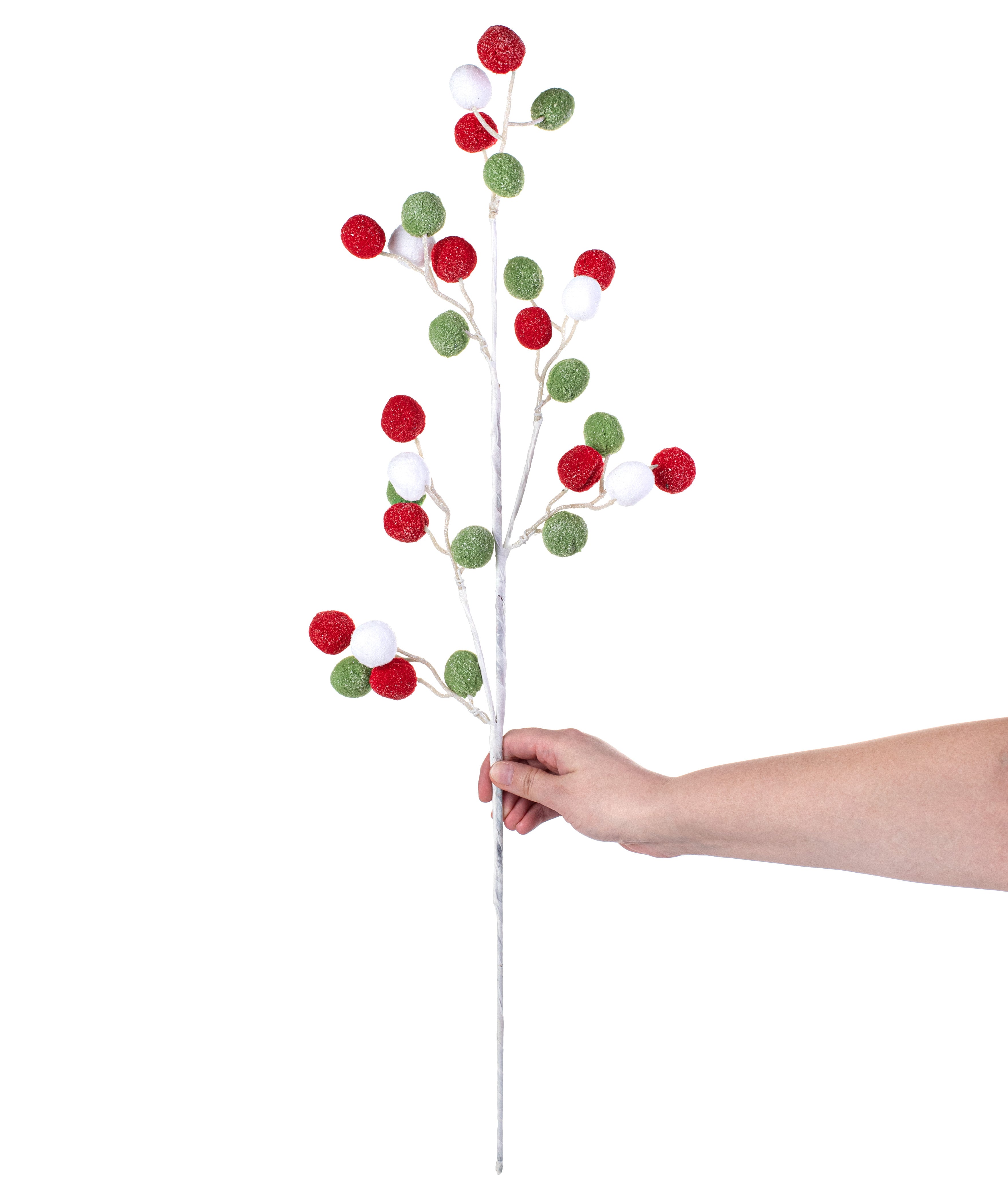 28" Felt Ball Spray: Red, White, Green detail photo 3