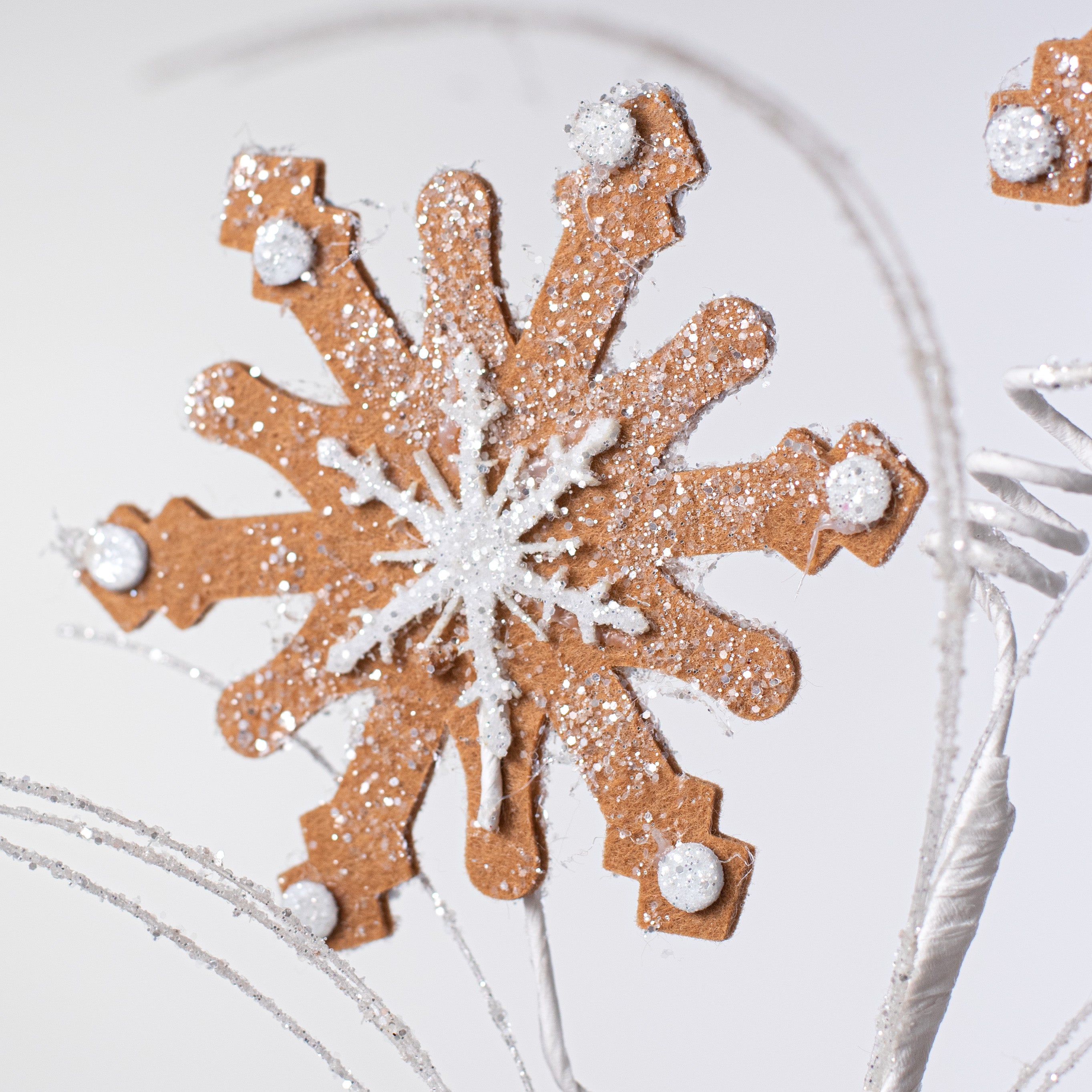 28" Felt Gingerbread Snowflake Spray Lifestyle Photo