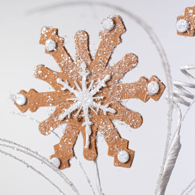 28" Felt Gingerbread Snowflake Spray Lifestyle Photo