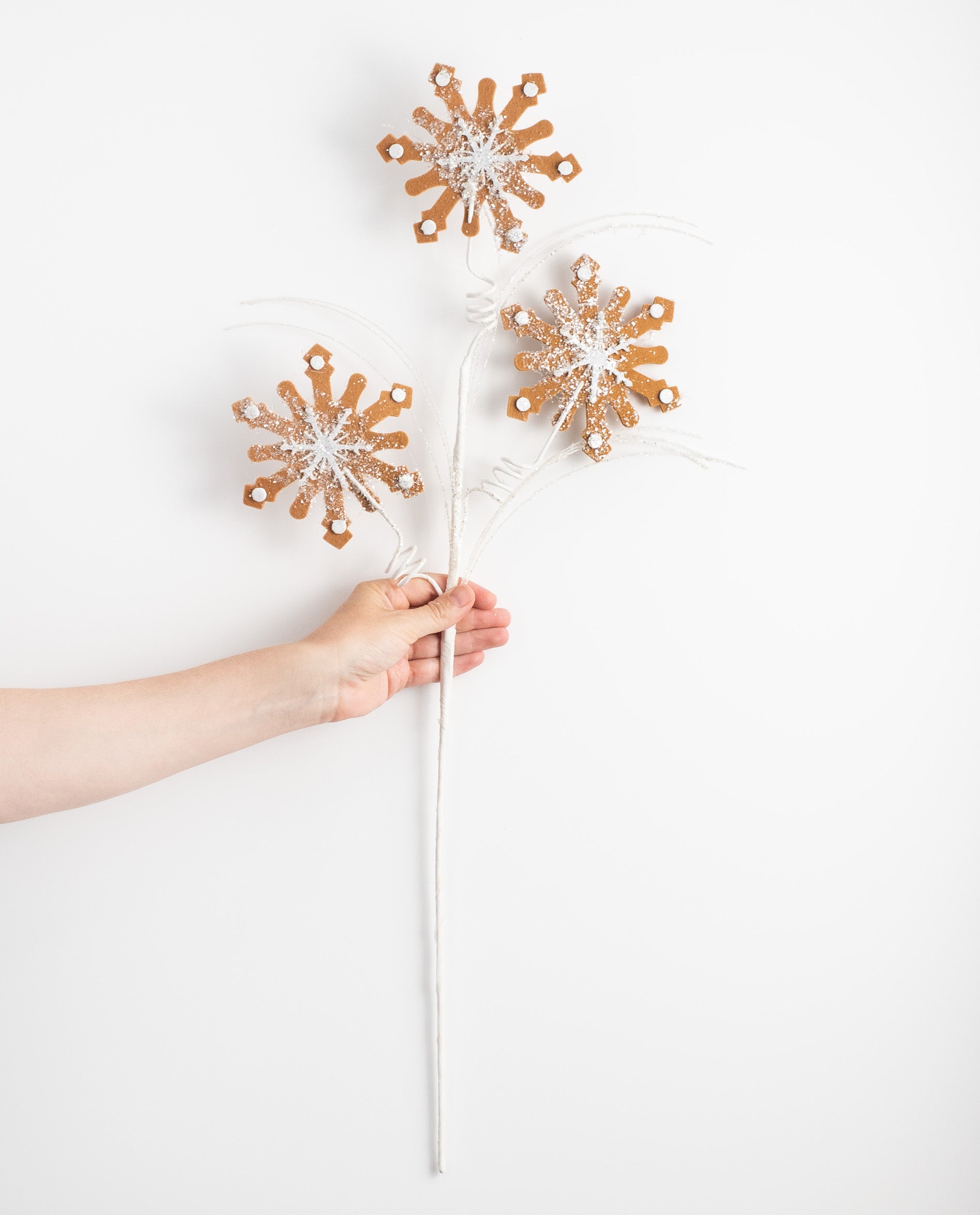 28" Felt Gingerbread Snowflake Spray detail photo 3