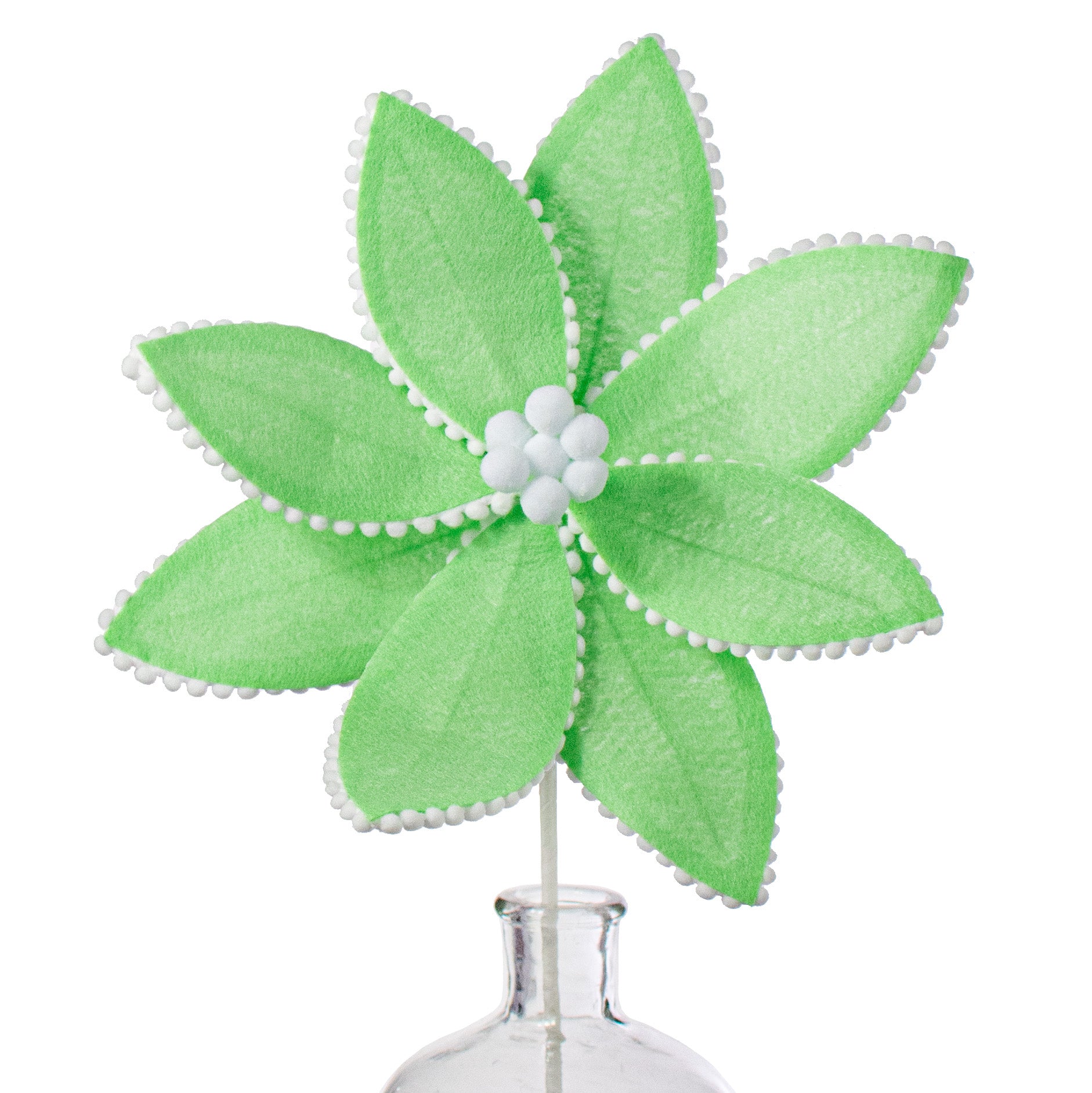 12" Felt Poinsettia Ball Fringe Stem: Mint Green Item Number: XS399574