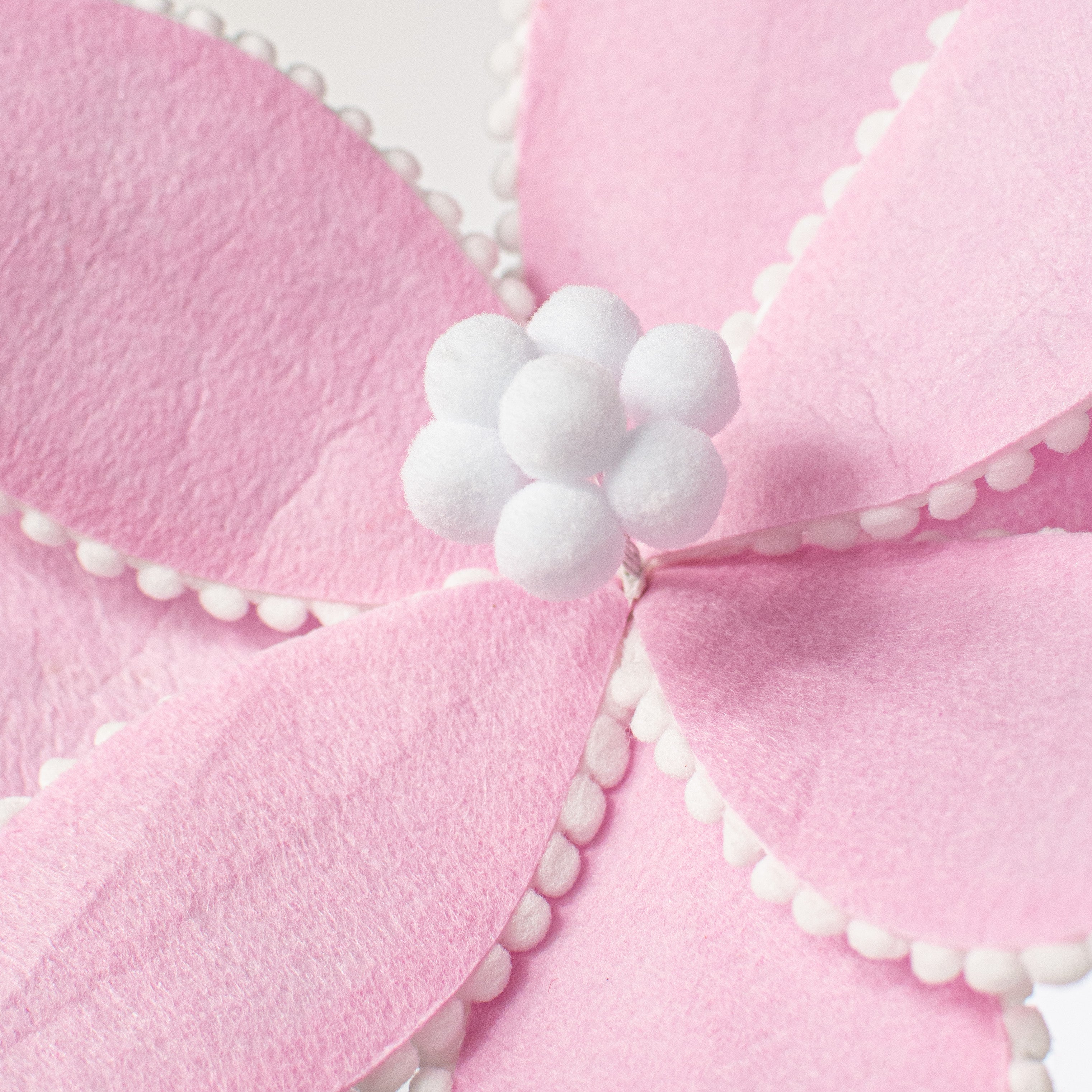 12" Felt Poinsettia Ball Fringe Stem: Pink Lifestyle Photo