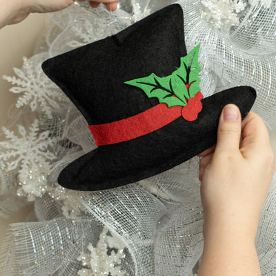 8" Felt Snowman Top Hat Ornament Lifestyle Photo