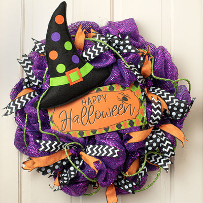 12" Felt Witch Hat With Polka Dots Lifestyle Photo