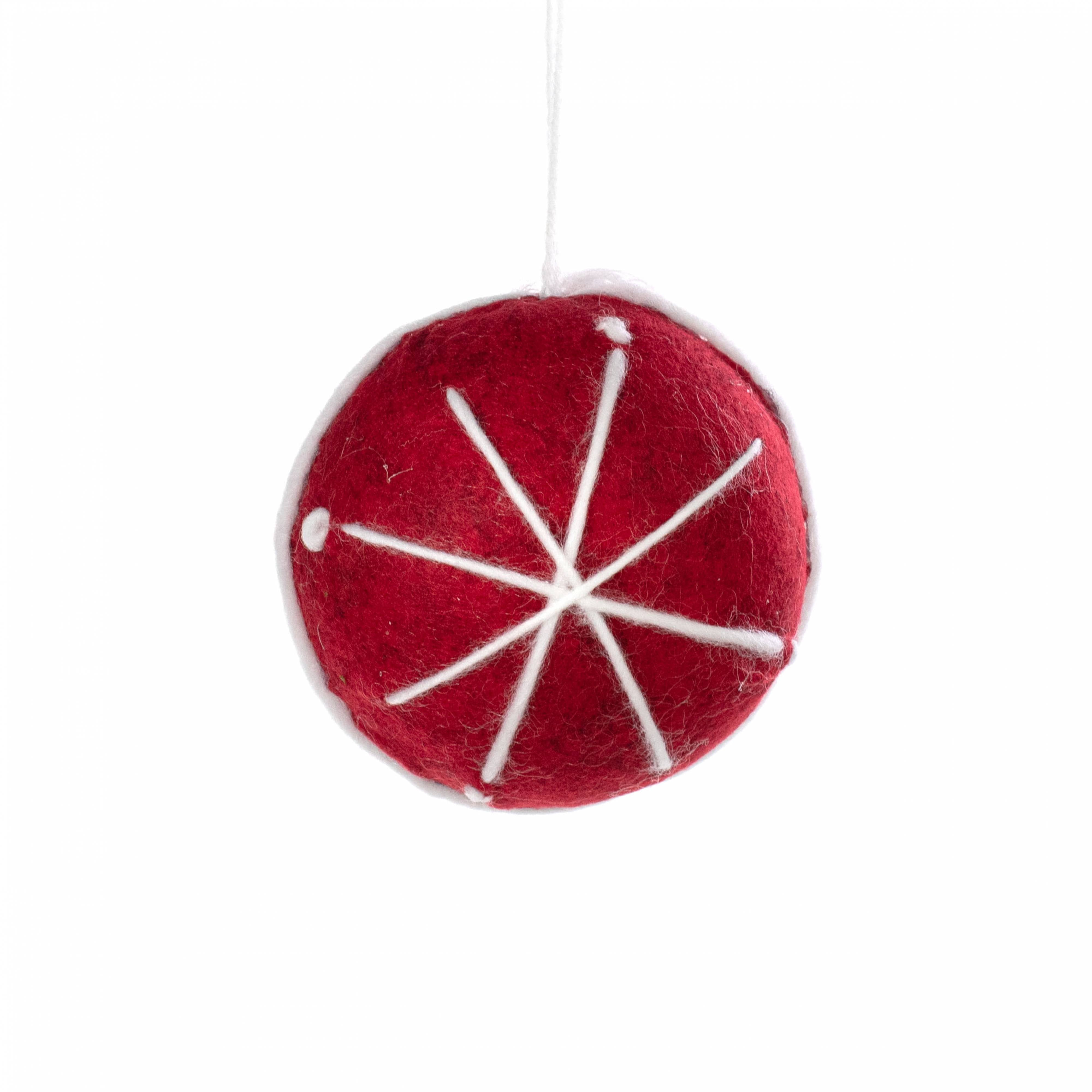 4" Felt & Yarn Starburst Ornament: Red & White Item Number: 233088