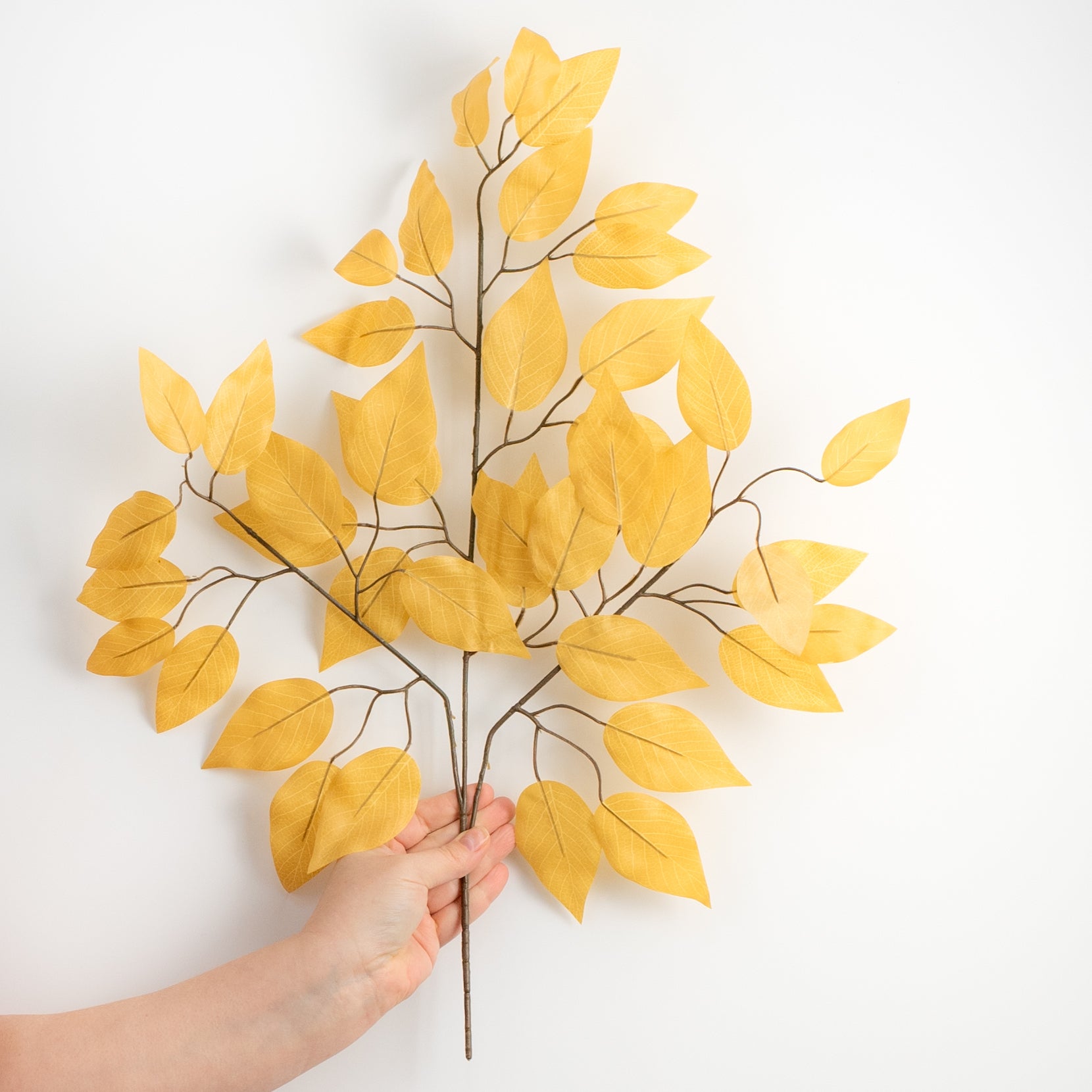 23" Ficus Leaf Spray: Antique Gold (12) detail photo 3