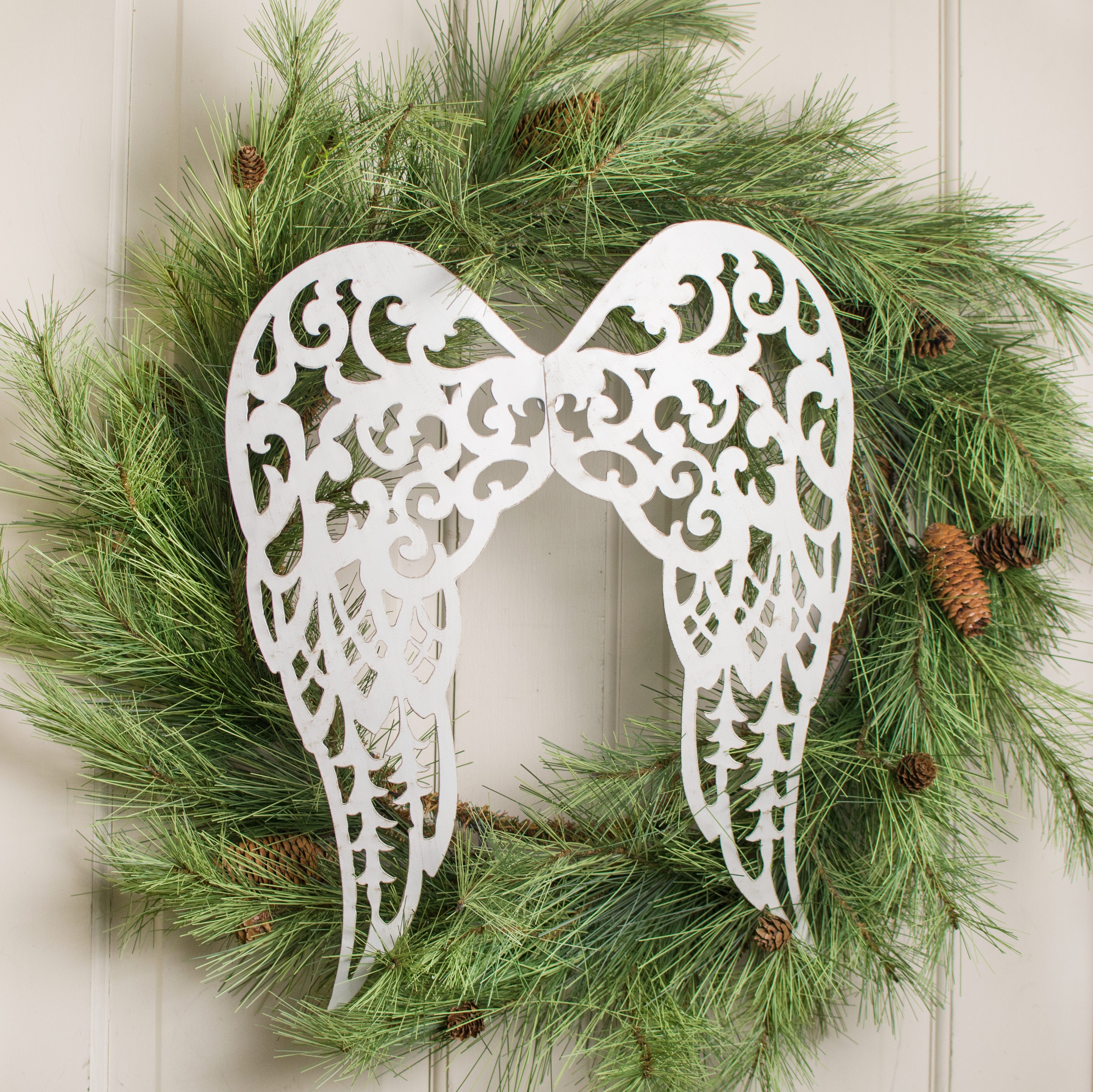 18" x 14.5" Filigree Angel Wings: Antique Cream Lifestyle Photo