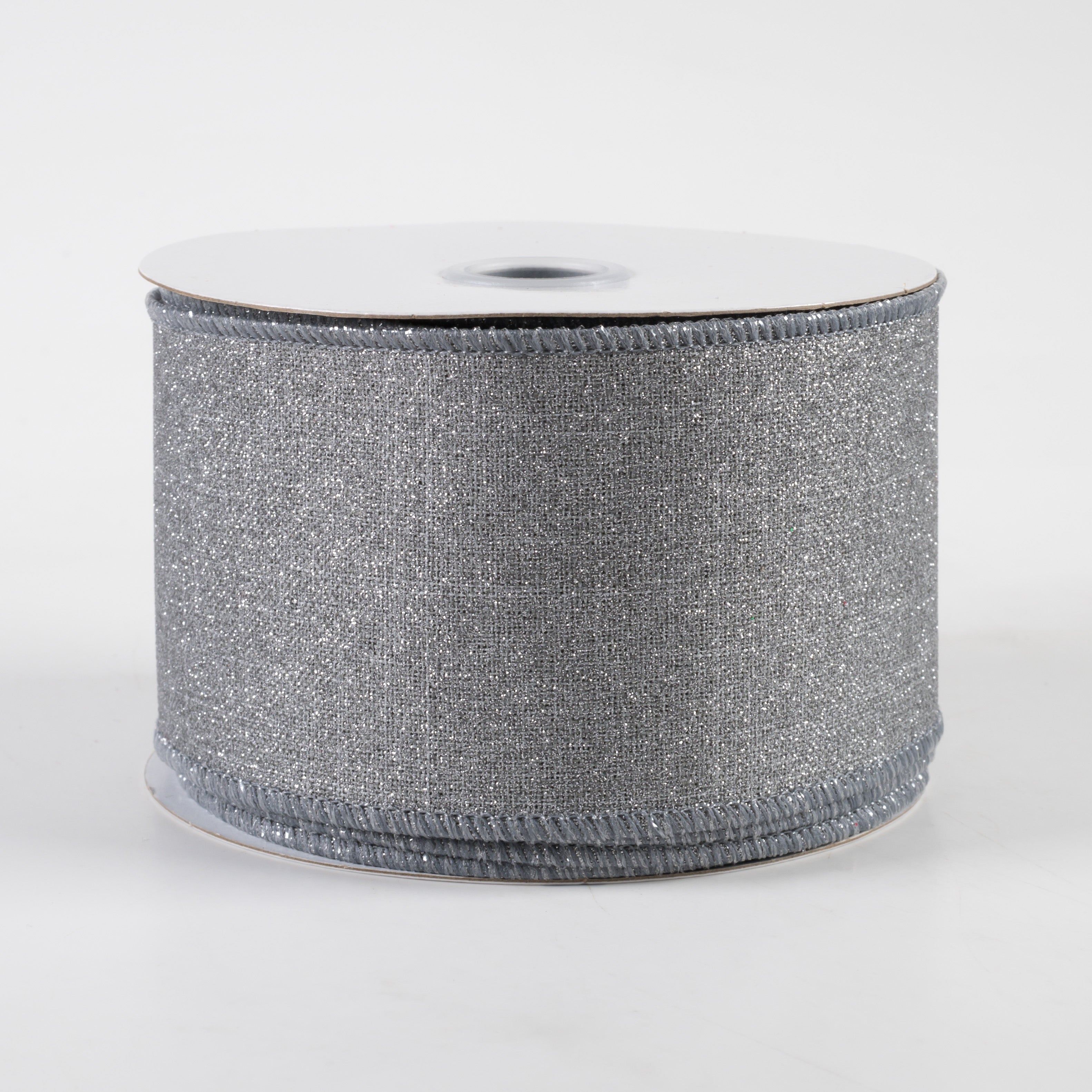 2.5" Fine Glitter on Royal Ribbon: Light Grey (10 Yards)