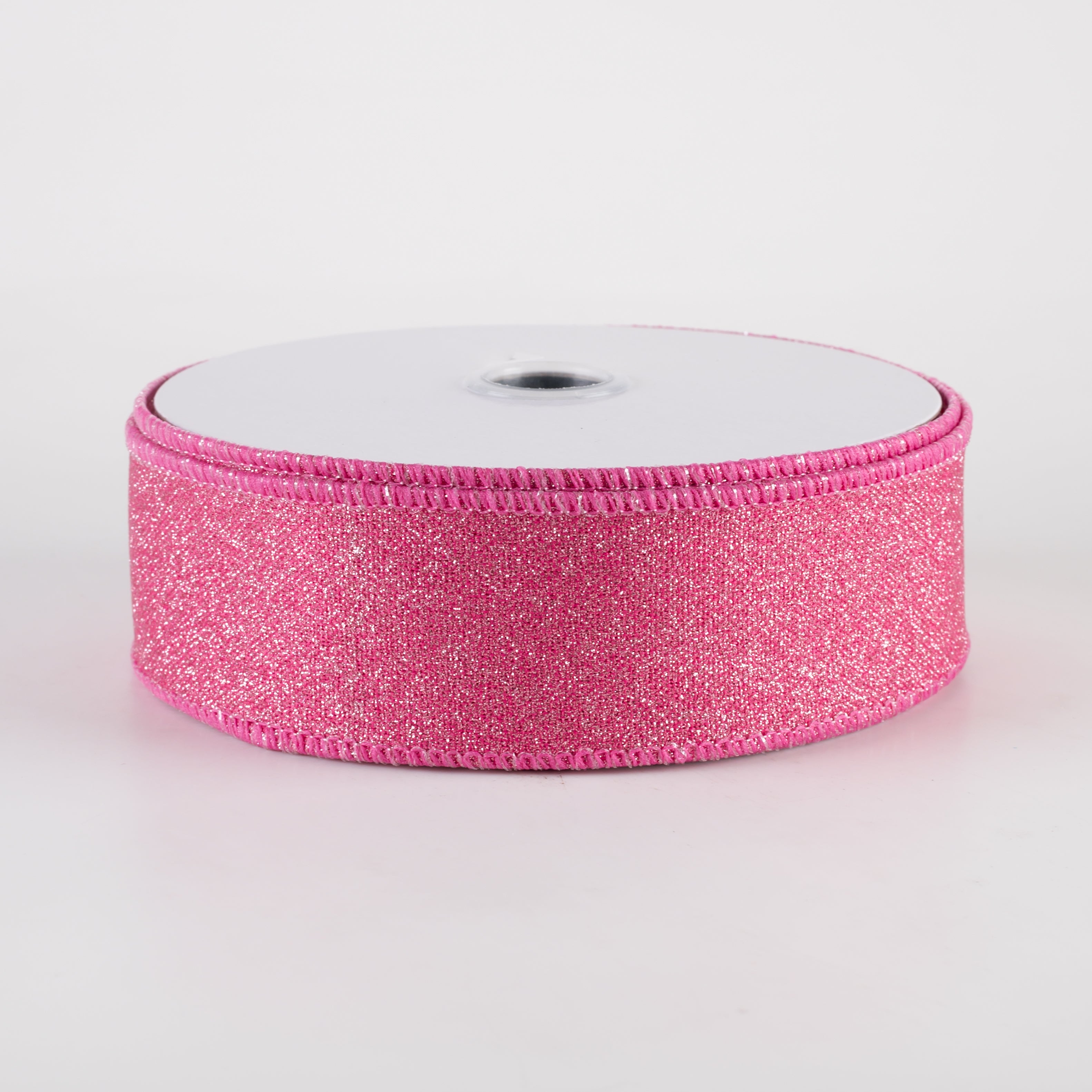 1.5" Fine Glitter on Royal Ribbon: Light Pink, Fuchsia (10 Yards)
