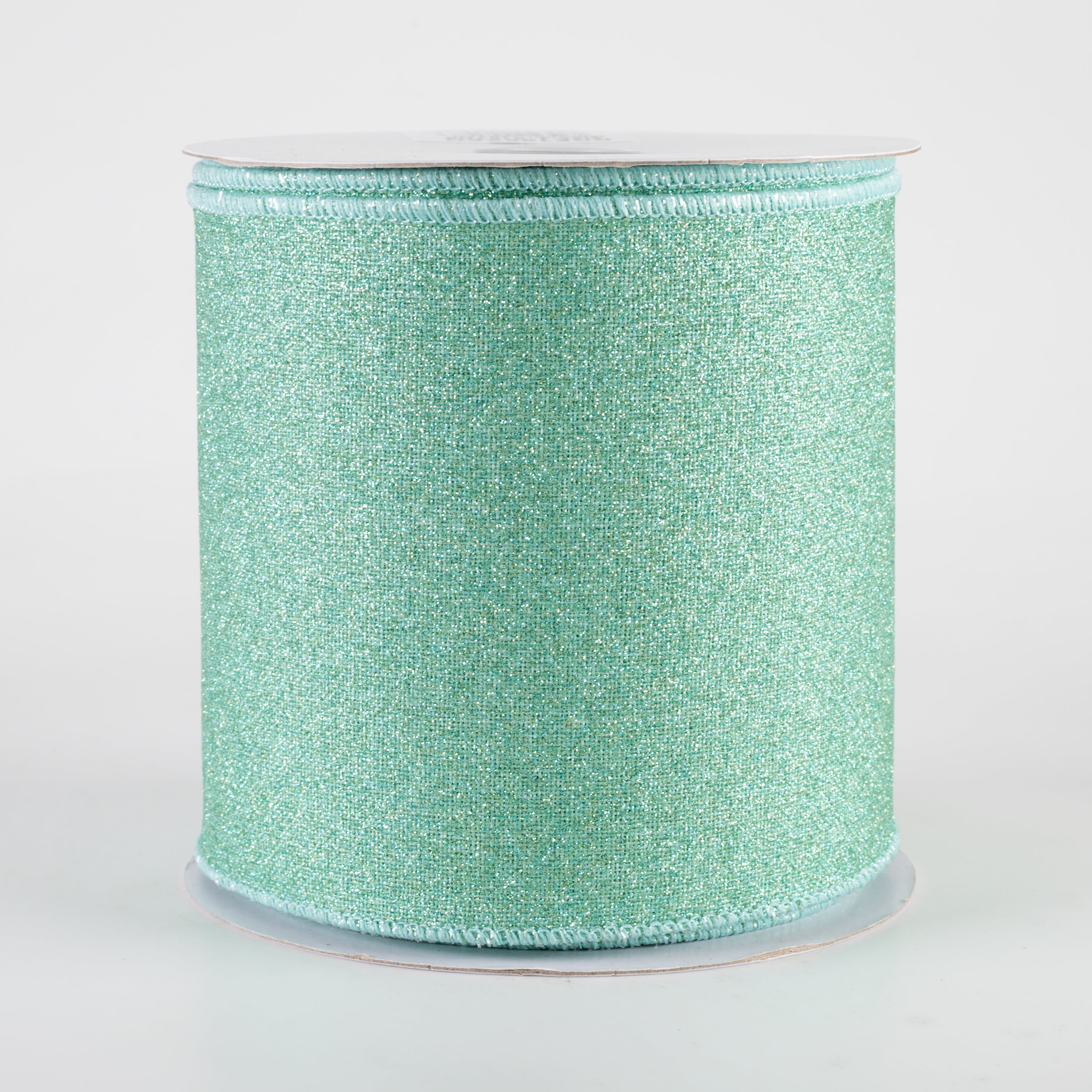 4" Fine Glitter on Royal Ribbon: Mint (10 Yards)