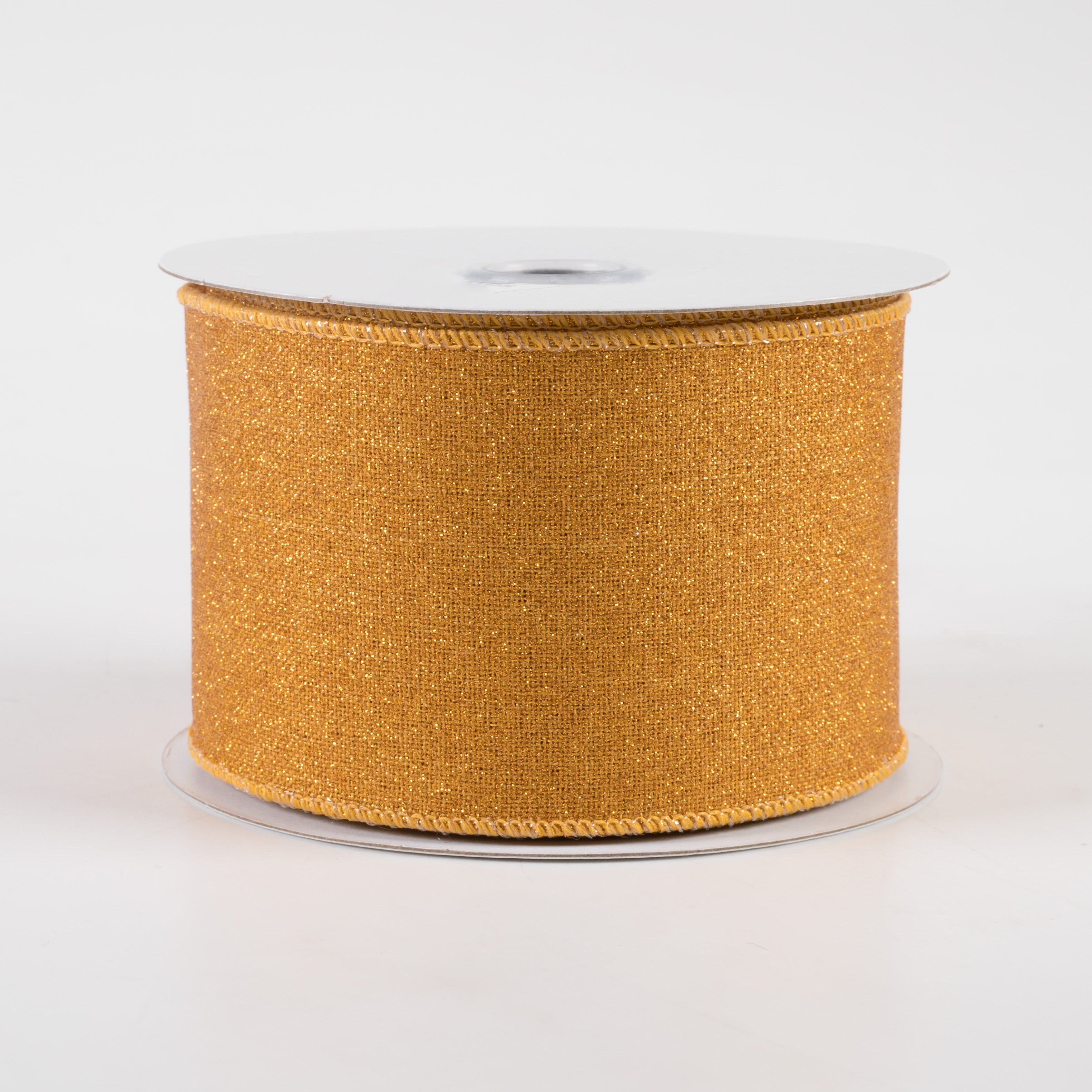 2.5" Fine Glitter on Royal Ribbon: Mustard Yellow (10 Yards)