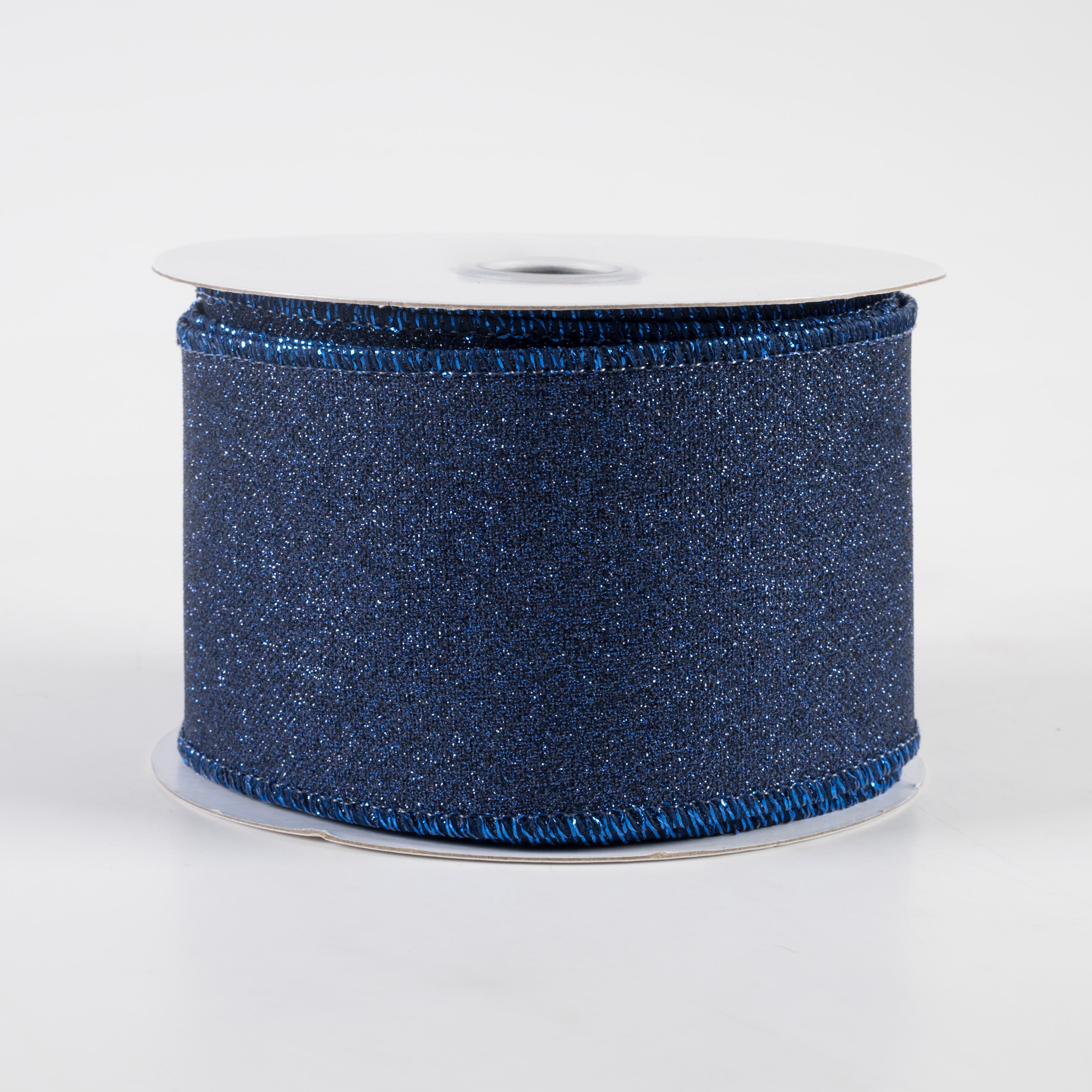 2.5" Fine Glitter on Royal Ribbon: Navy Blue (10 Yards)