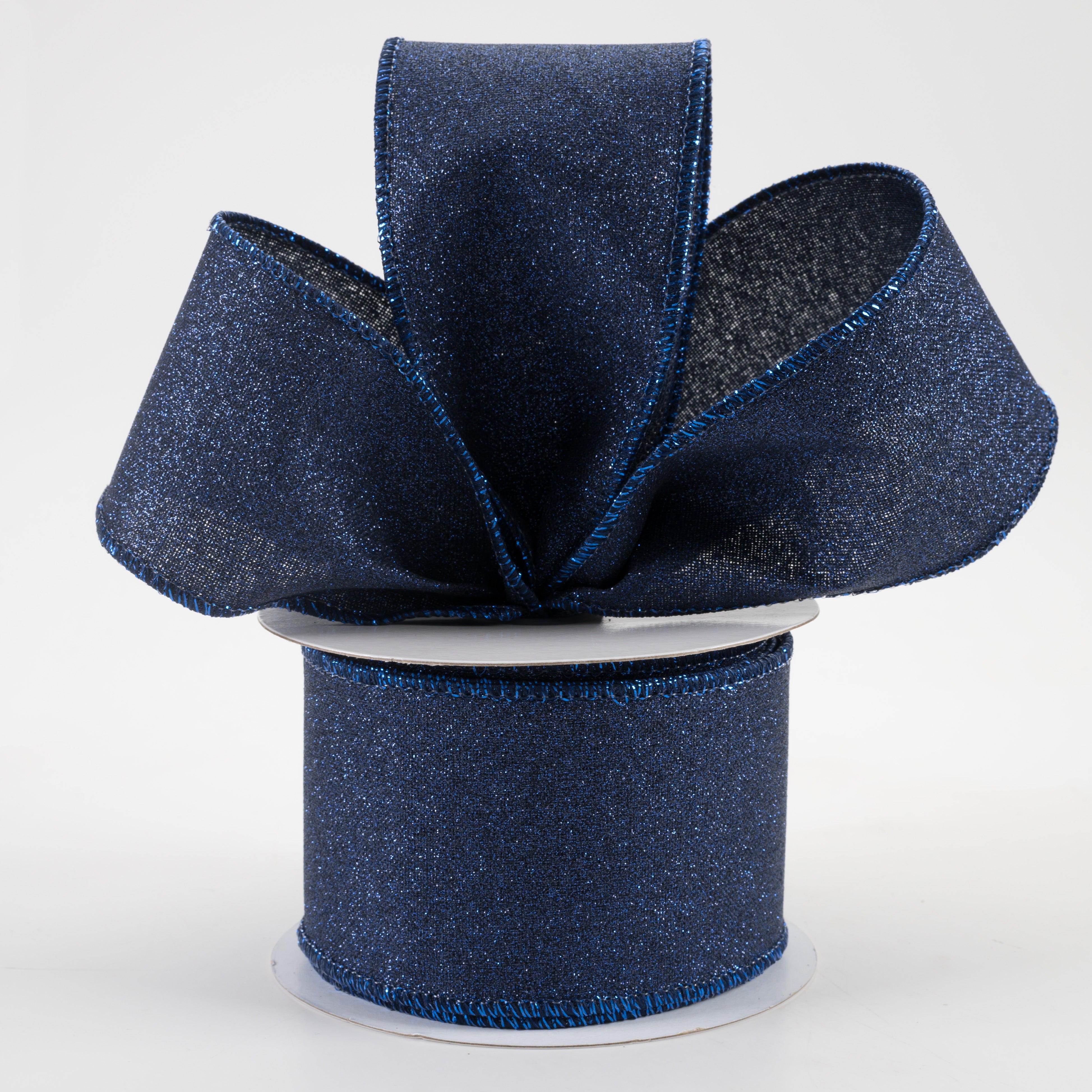 2.5" Fine Glitter on Royal Ribbon: Navy Blue (10 Yards) Lifestyle Photo