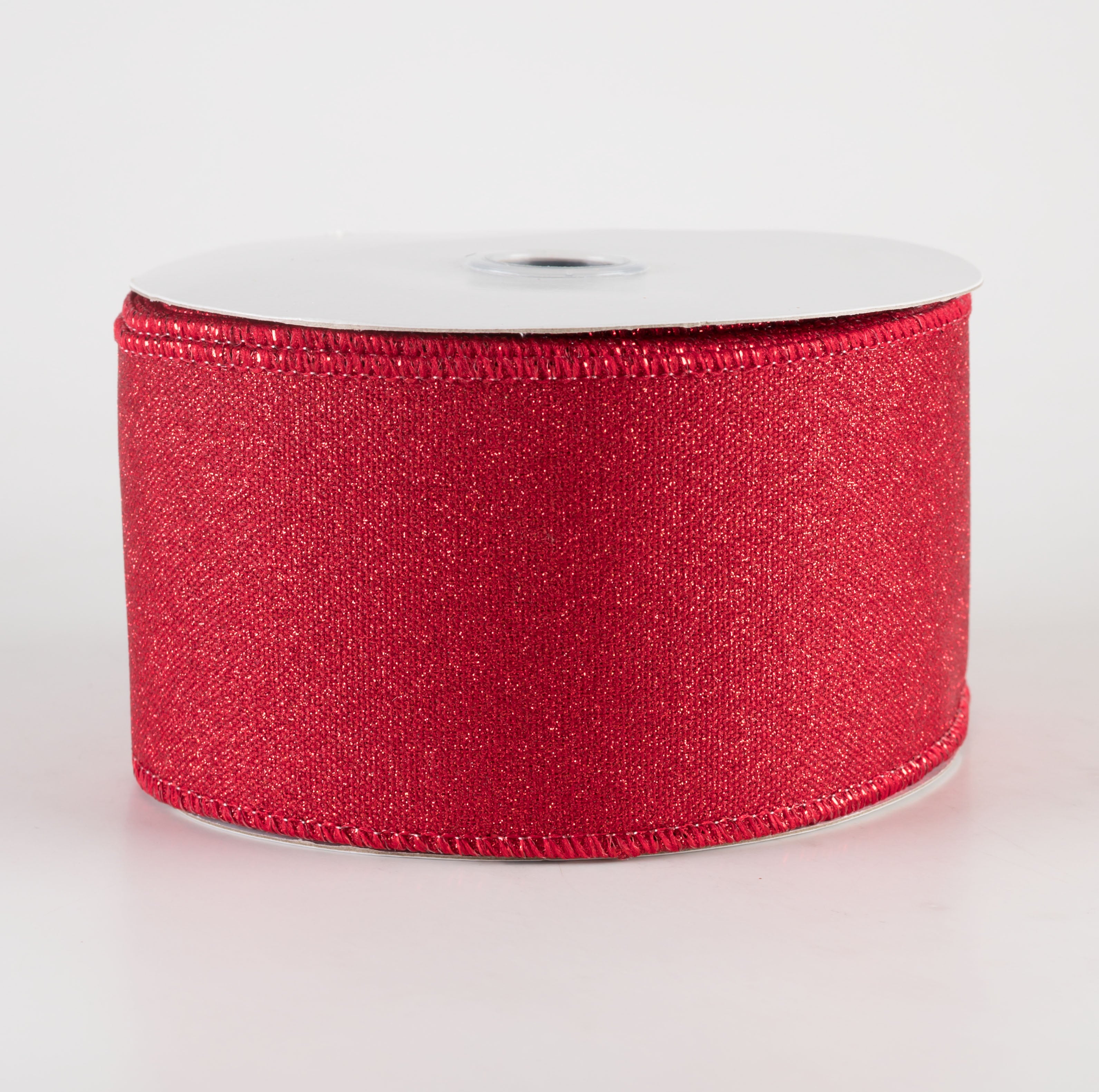 2.5" Fine Glitter on Royal Ribbon: Red (10 Yards)