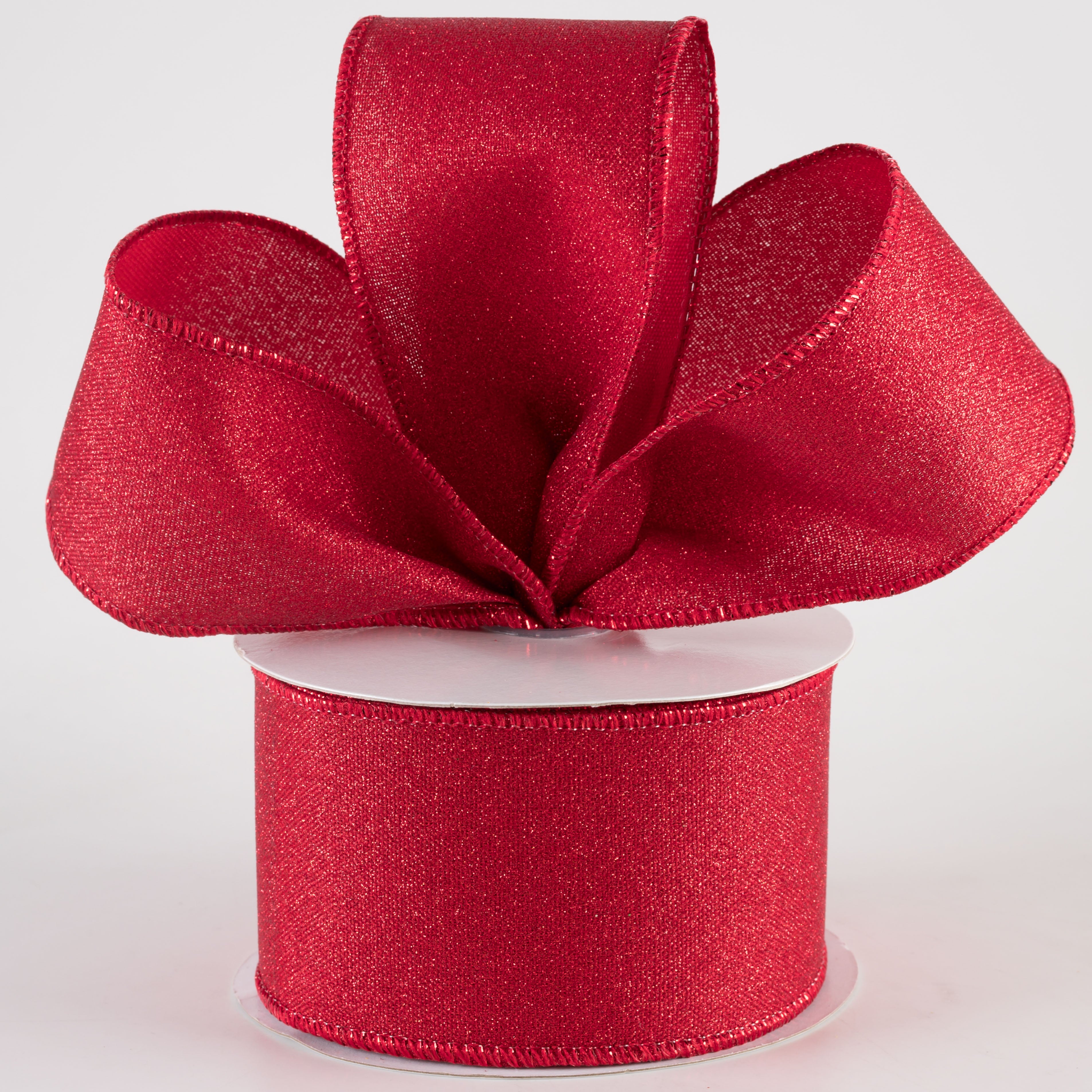 2.5" Fine Glitter on Royal Ribbon: Red (10 Yards) Lifestyle Photo