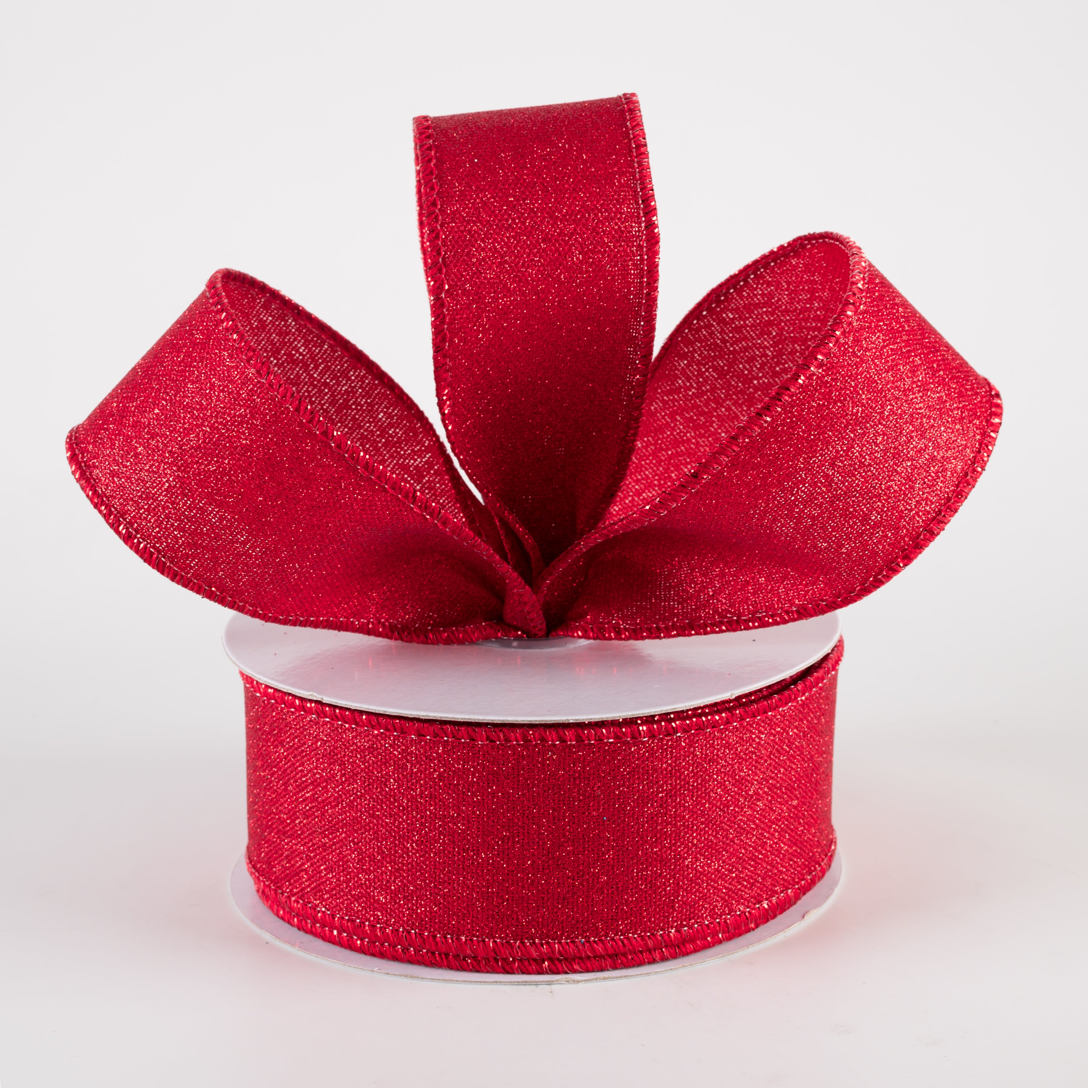 1.5" Fine Glitter on Royal Ribbon: Red (10 Yards) Lifestyle Photo