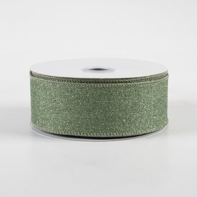1.5" Fine Glitter on Royal Ribbon: Sage Green (10 Yards)