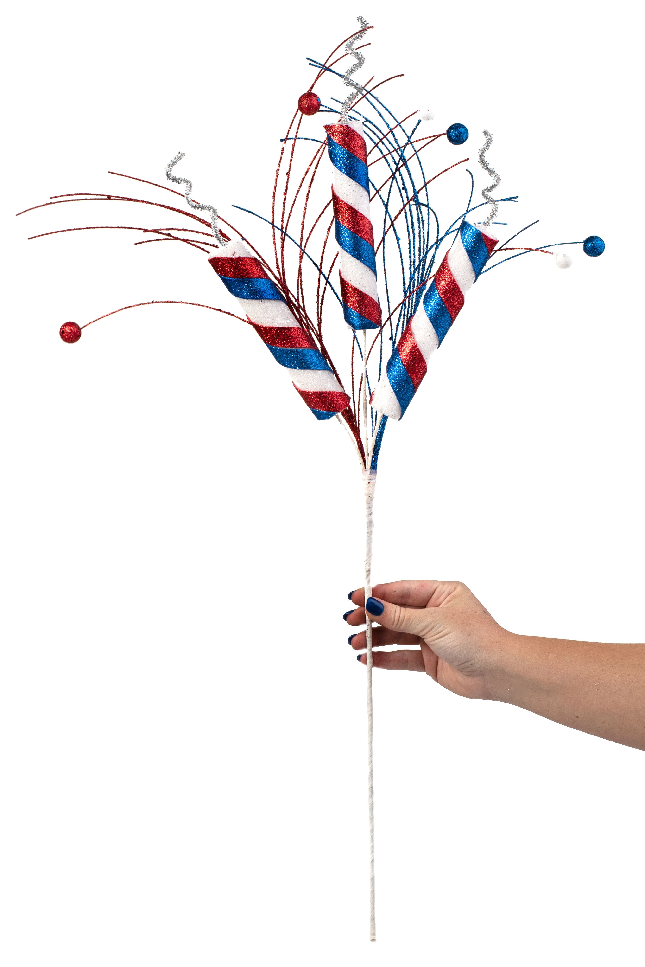 28" Firecracker Ball Spray: Red, White, Blue detail photo 3