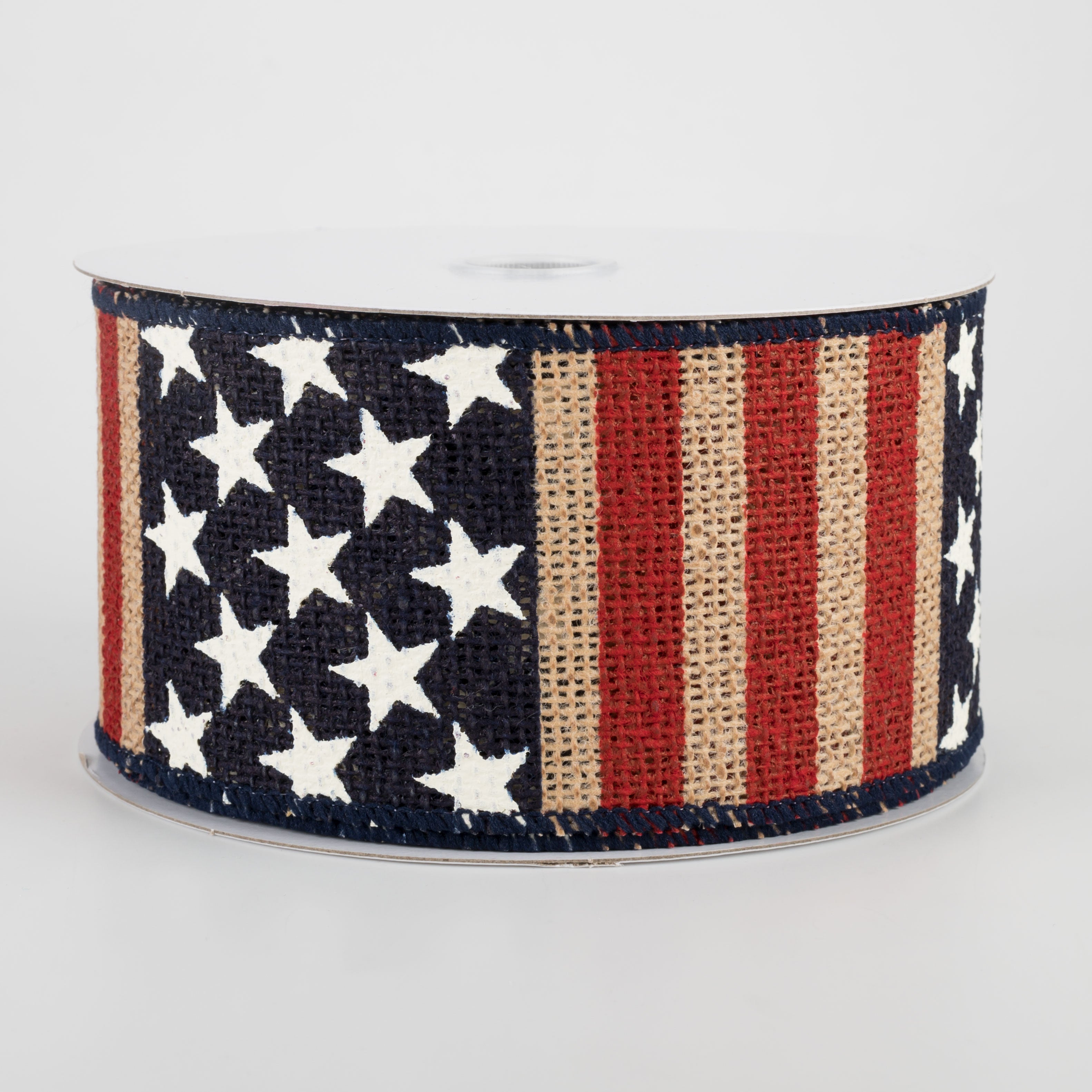 2.5" Flag Stripes Burlap Ribbon: Natural (10 Yards) Item Number: 41105-40-15