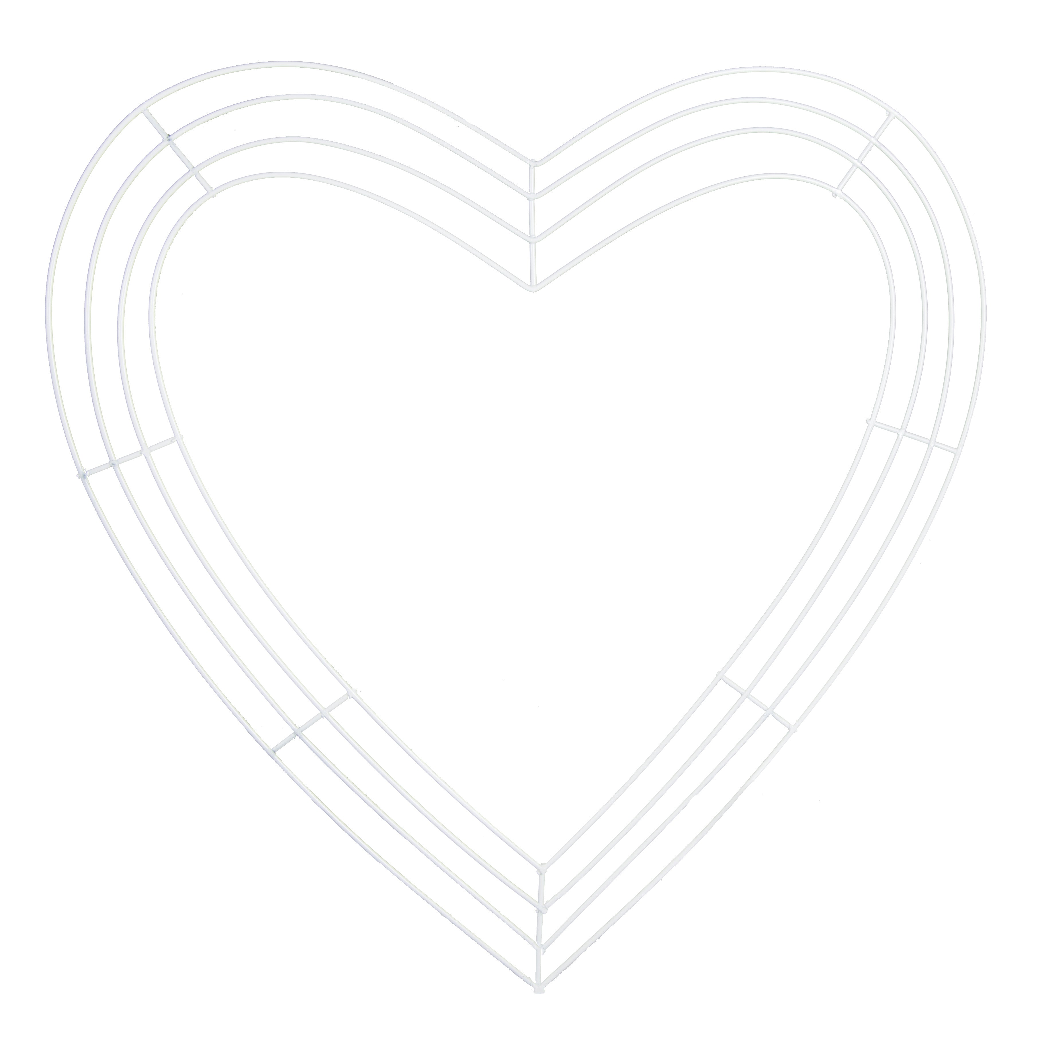 18" Flat Metal Wire Heart Wreath Frame: White Item Number: MD026127