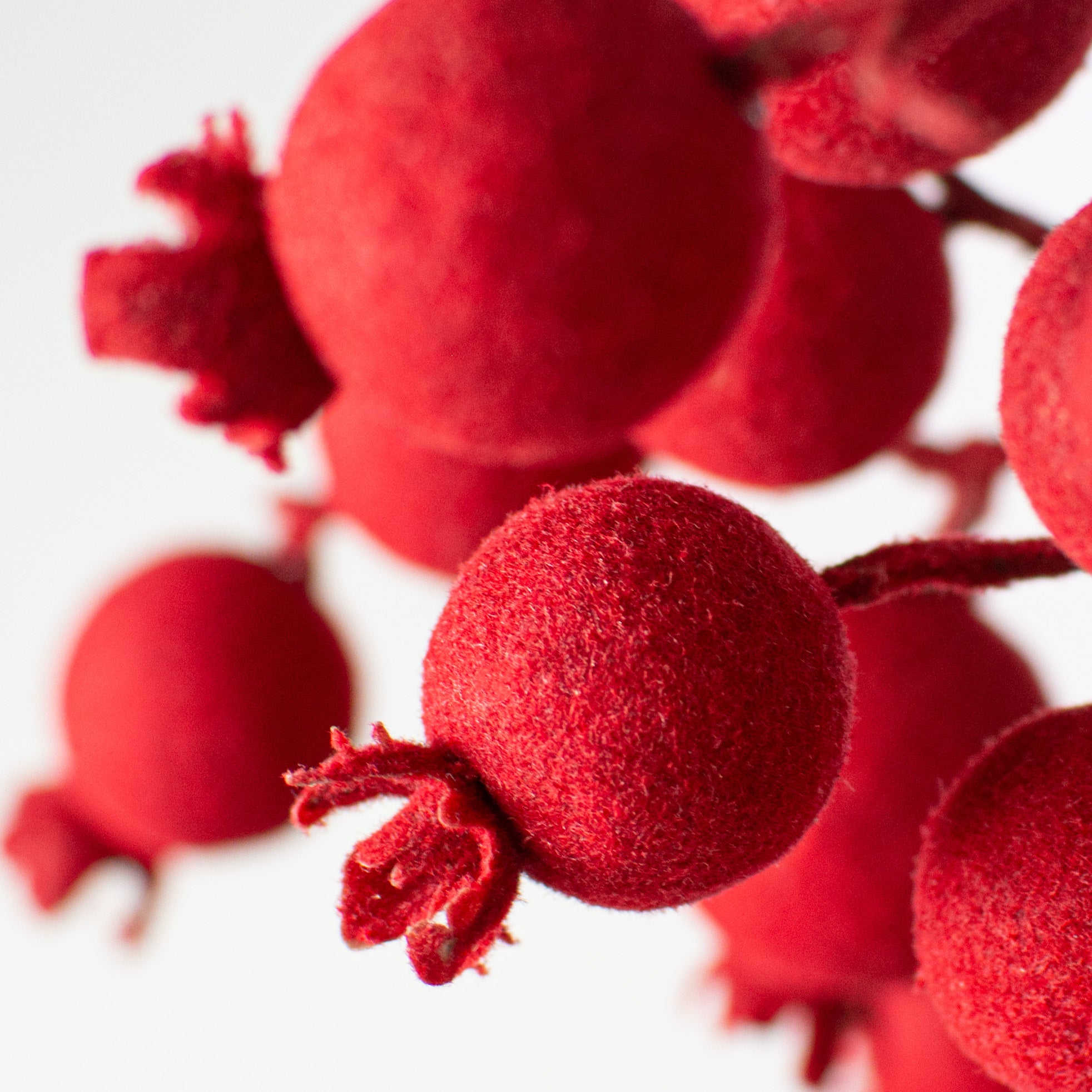 29" Flocked Berry Spray: Red detail photo 4