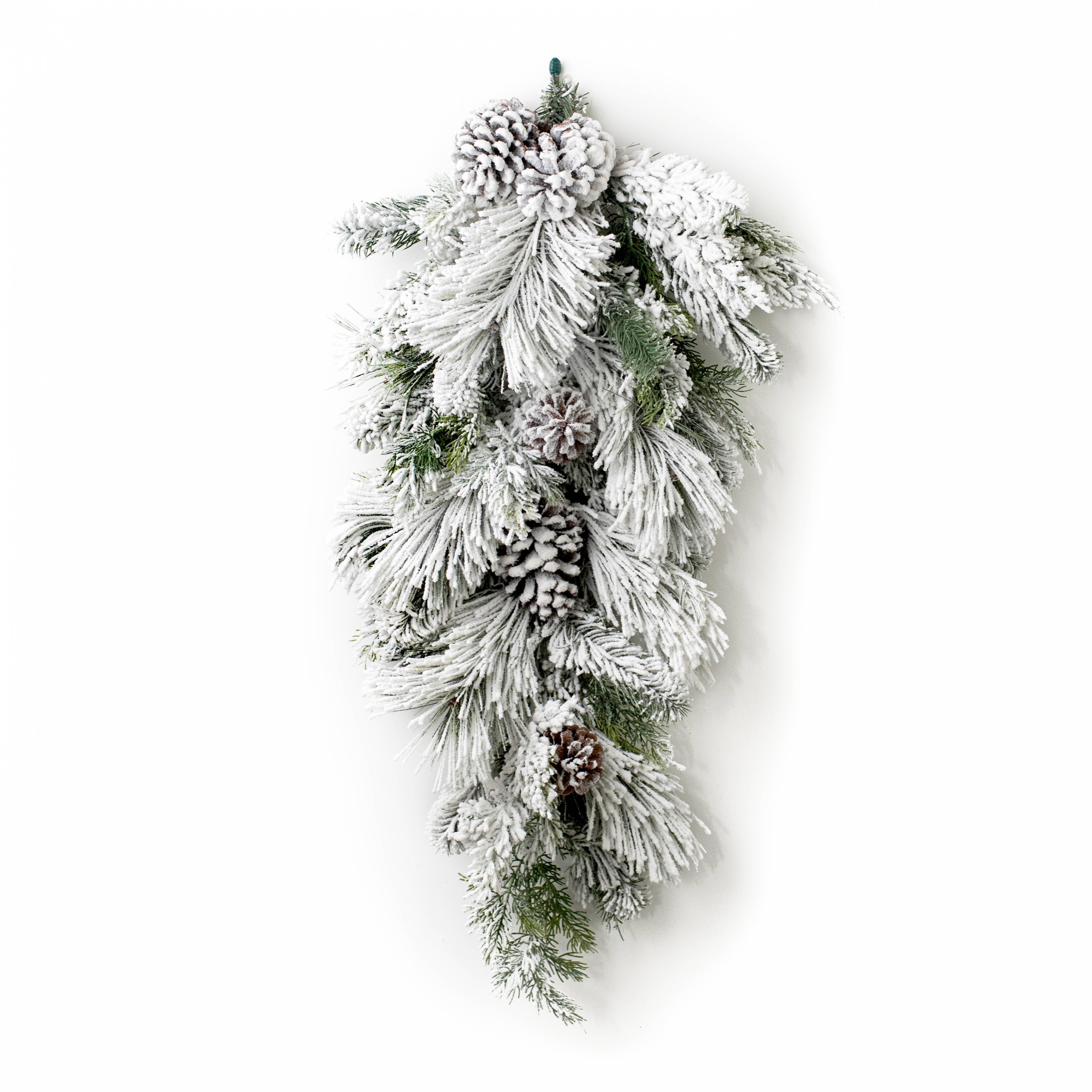 32" Flocked Clayton Pine Teardrop Item Number: 86165TE32
