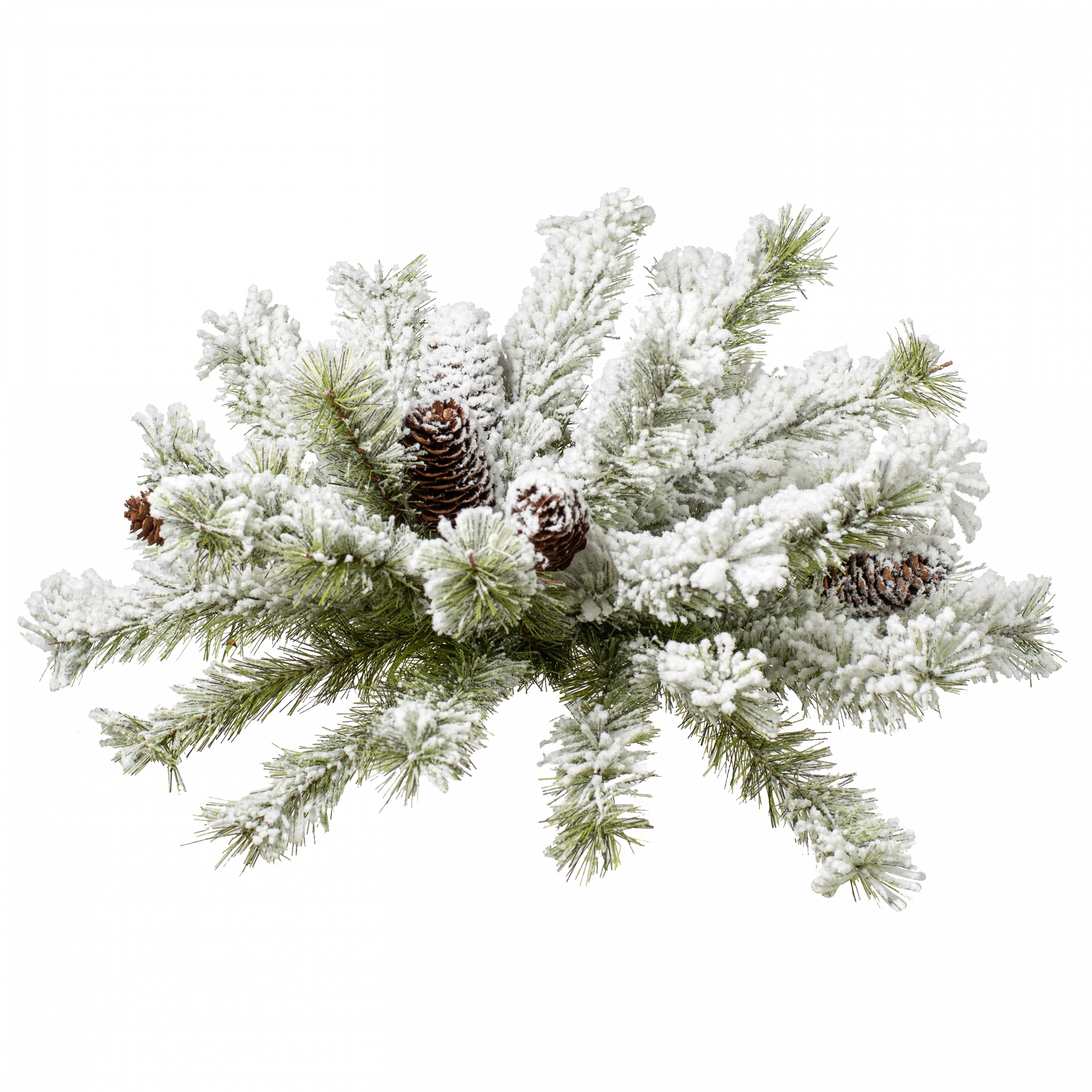 18" Flocked Dakota Pine Centerpiece Ball Swag Item Number: 86169HB18