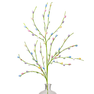 34" Flocked Oval Bead Wispy Spray: Spring Multicolor Item Number: HE4125