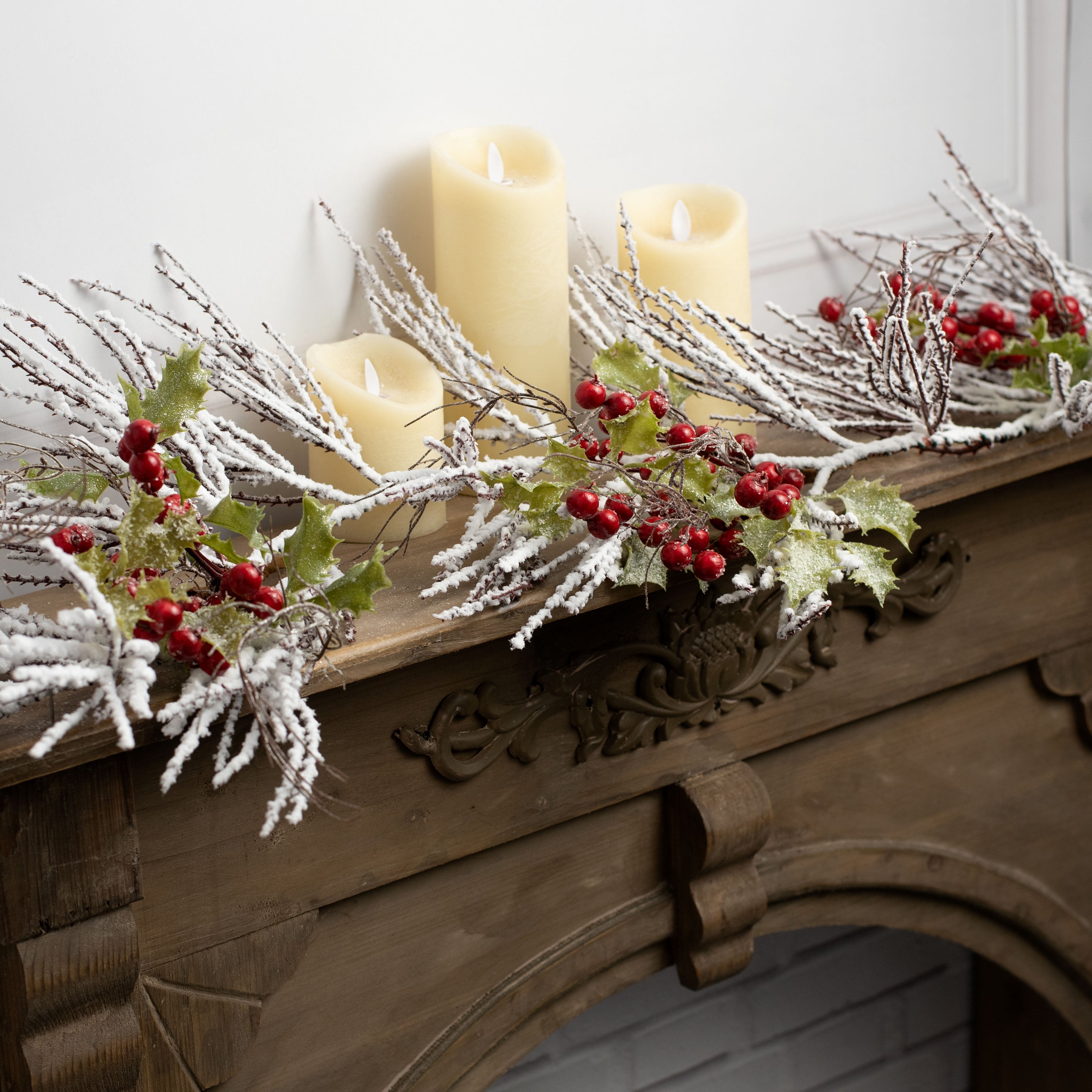 5' Flocked Pine Garland Lifestyle Photo