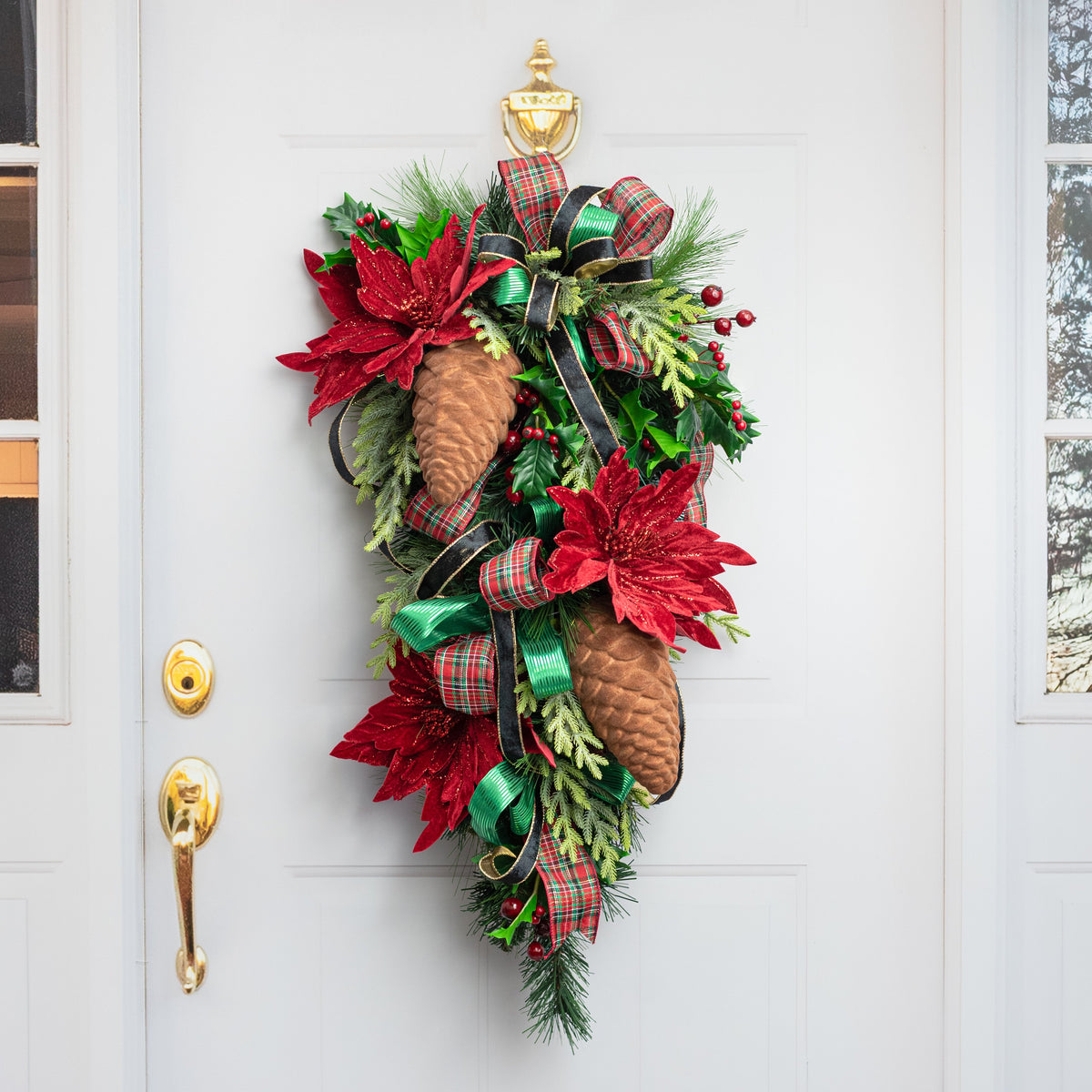9" Flocked Pinecone Ornament: Brown Lifestyle Photo
