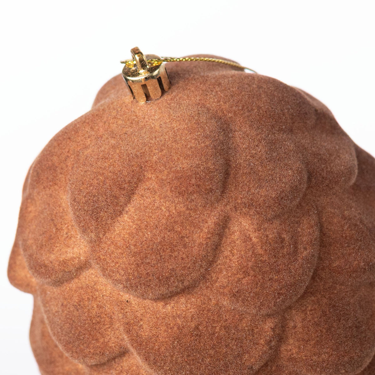 9" Flocked Pinecone Ornament: Brown detail photo 3