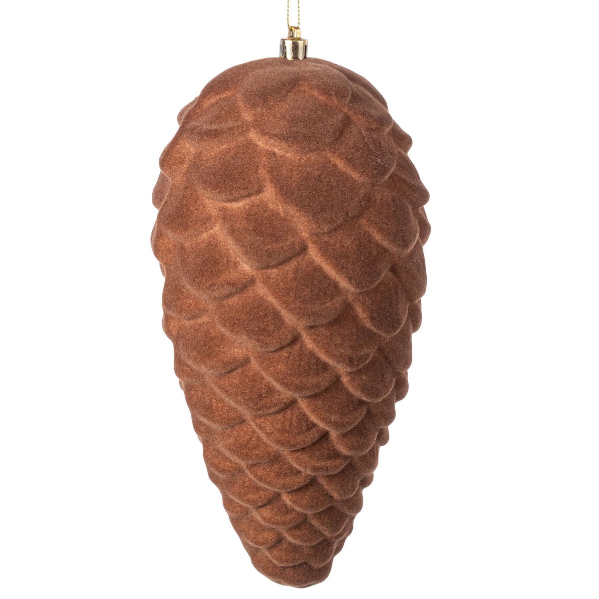 9" Flocked Pinecone Ornament: Brown Item Number: 86923BN