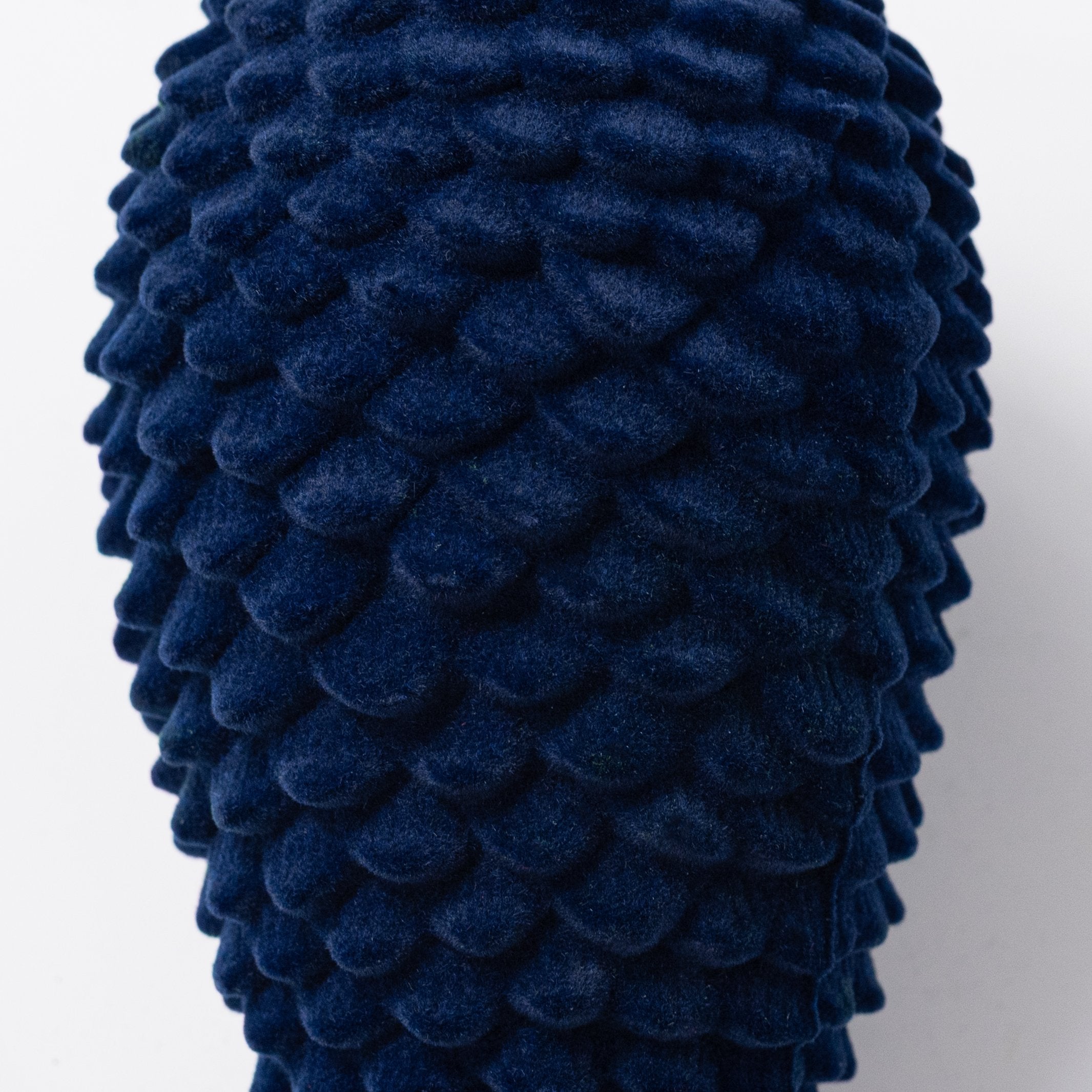 6" Flocked Pinecone Ornament: Dark Blue detail photo 3