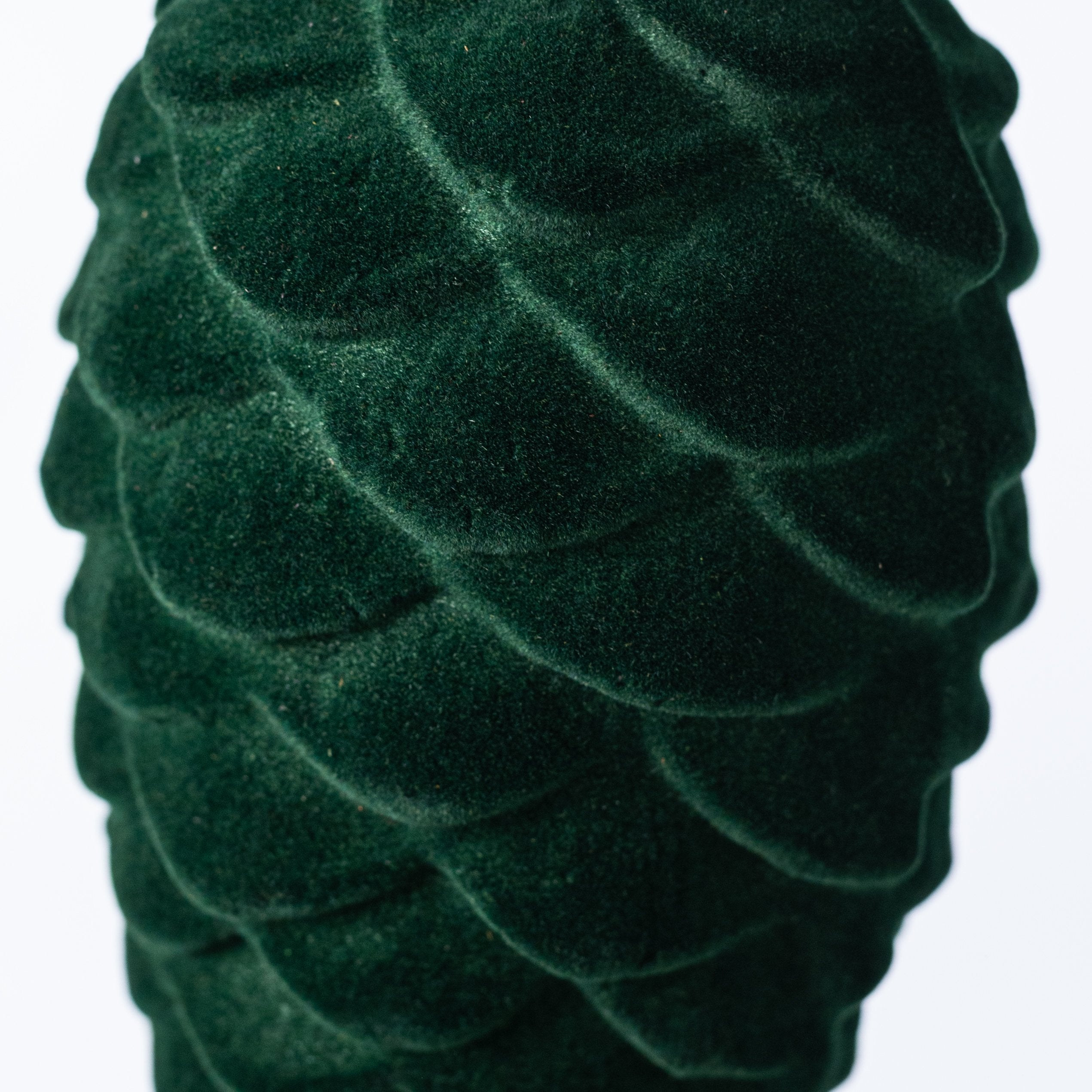9" Flocked Pinecone Ornament: Dark Green detail photo 3