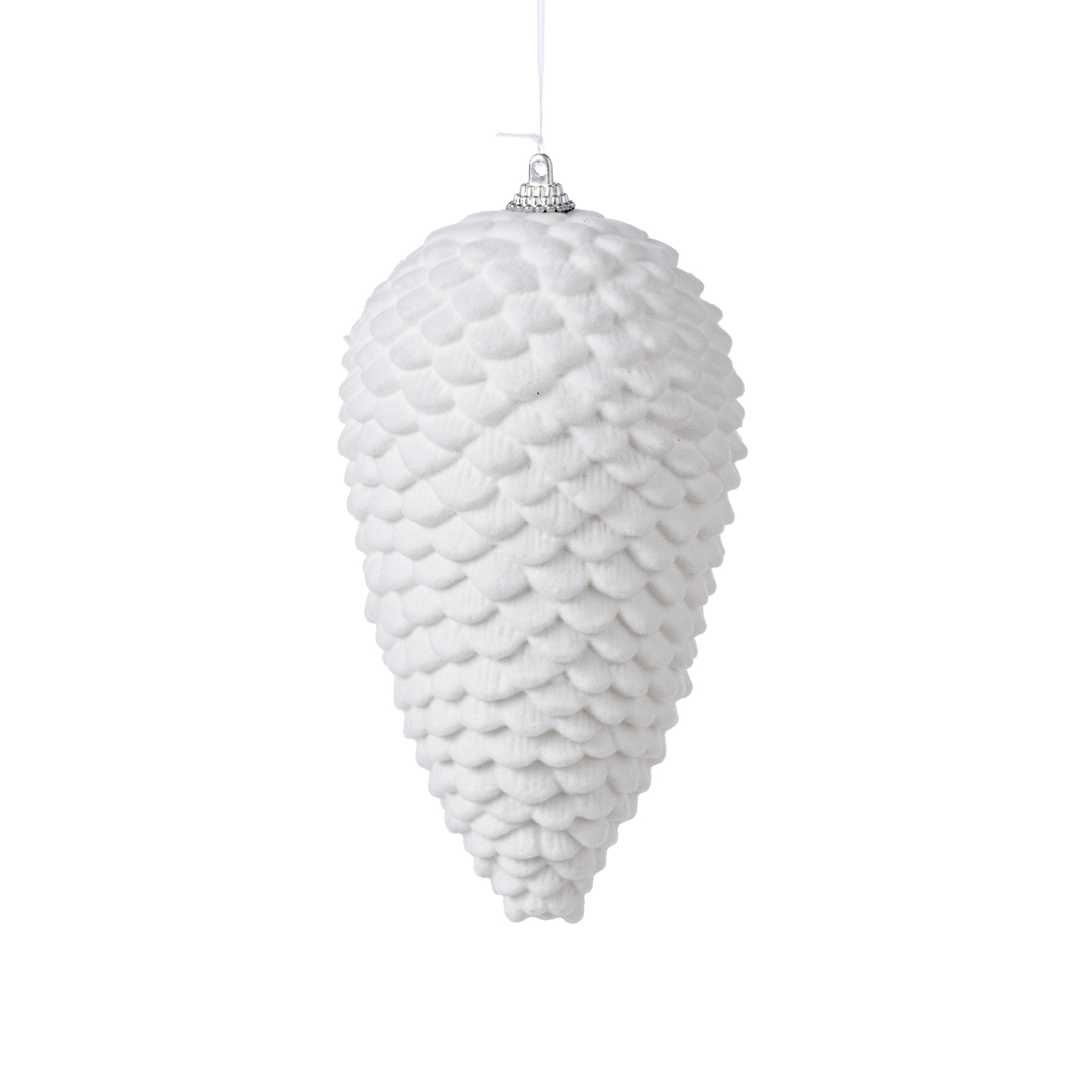 6" Flocked Pinecone Ornament: White Item Number: 32249-WT