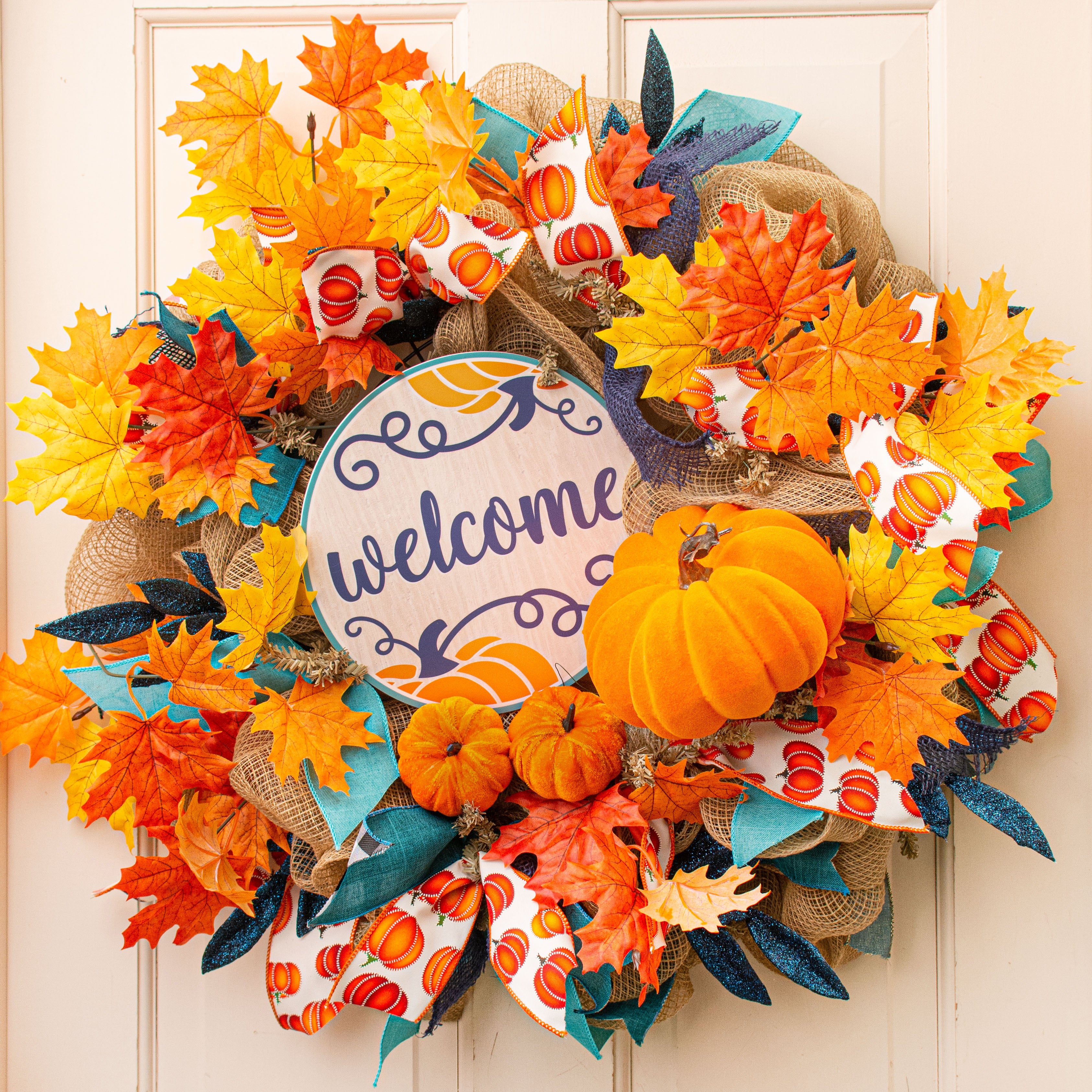 7" Flocked Pumpkin: Orange detail photo 3